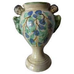 Vaso Angelo in maiolica Coloni spagnola del XVIII-XIX secolo
