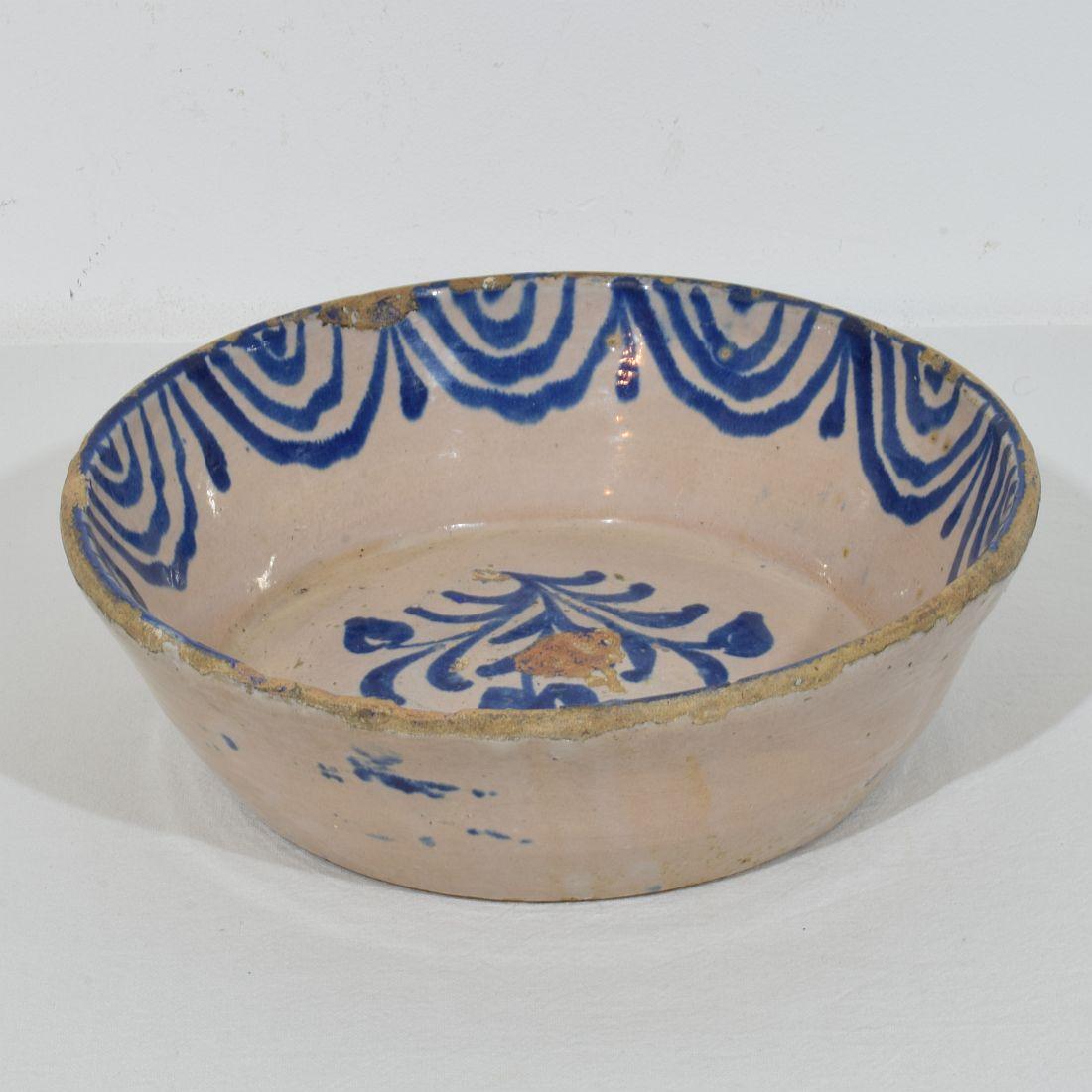 18th/ 19th Century Spanish Glazed Terracotta Bowl For Sale 5