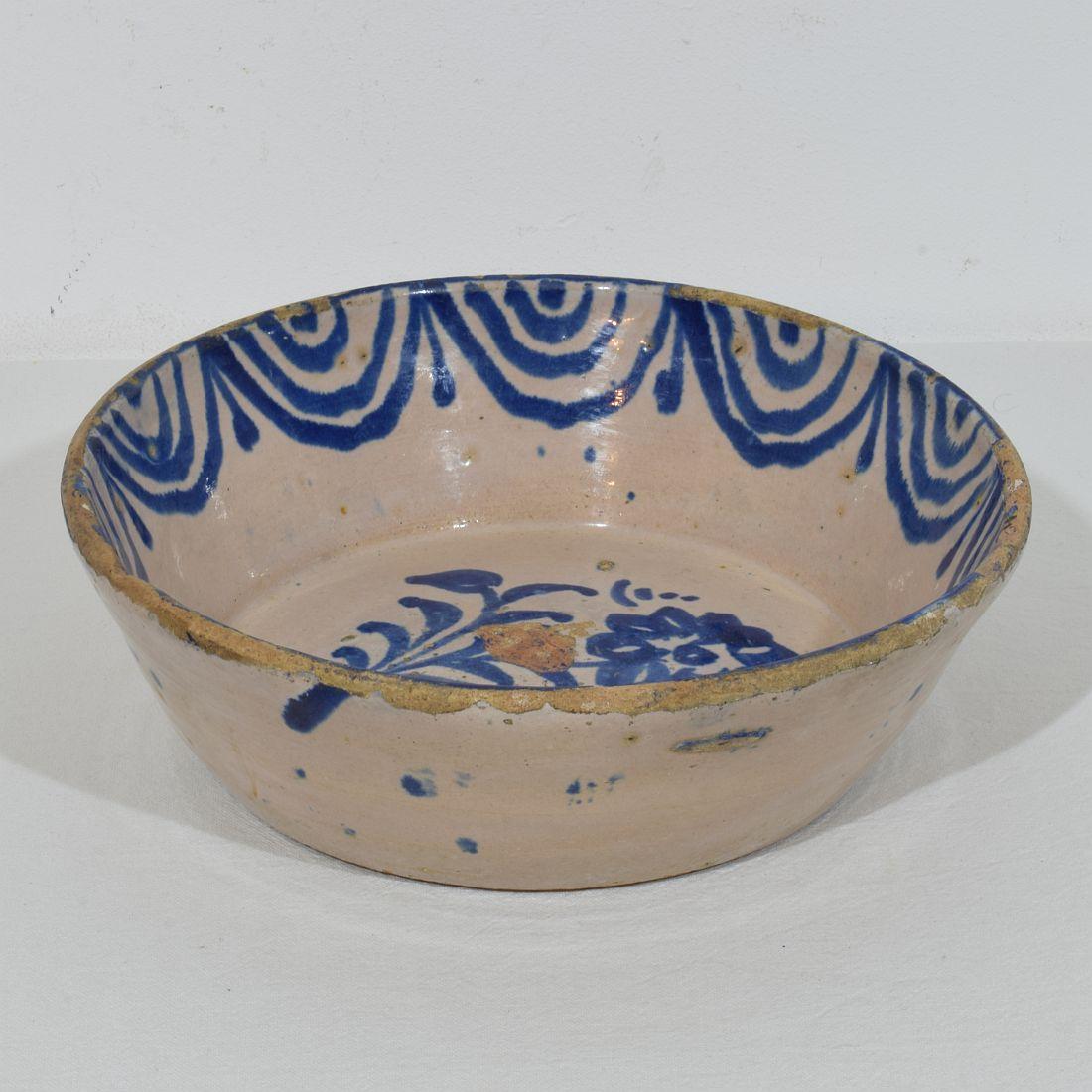 18th/ 19th Century Spanish Glazed Terracotta Bowl For Sale 6