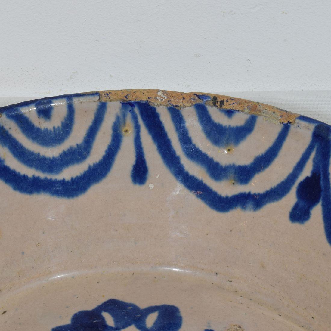 18th/ 19th Century Spanish Glazed Terracotta Bowl For Sale 7