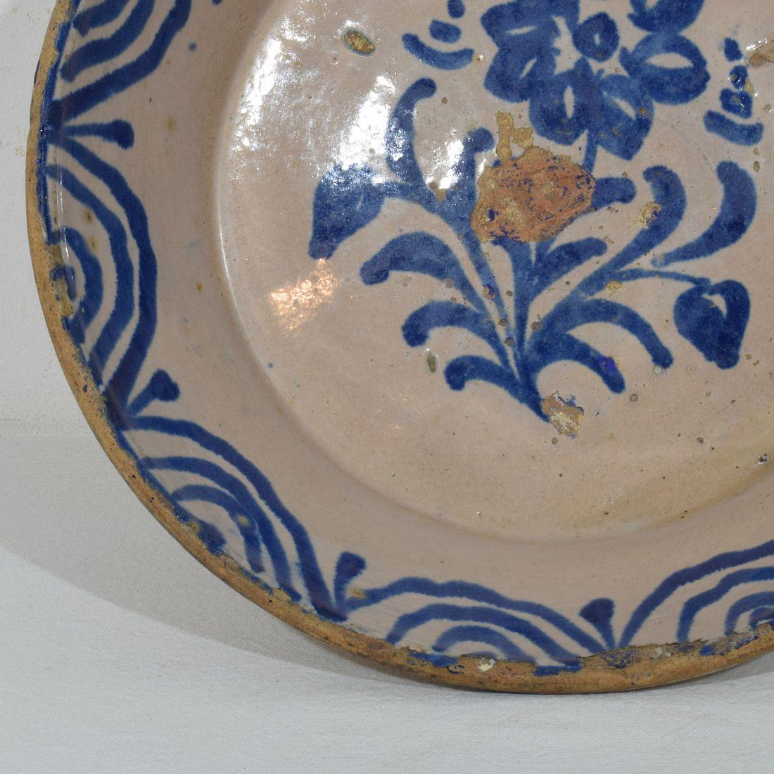 18th Century and Earlier 18th/ 19th Century Spanish Glazed Terracotta Bowl For Sale
