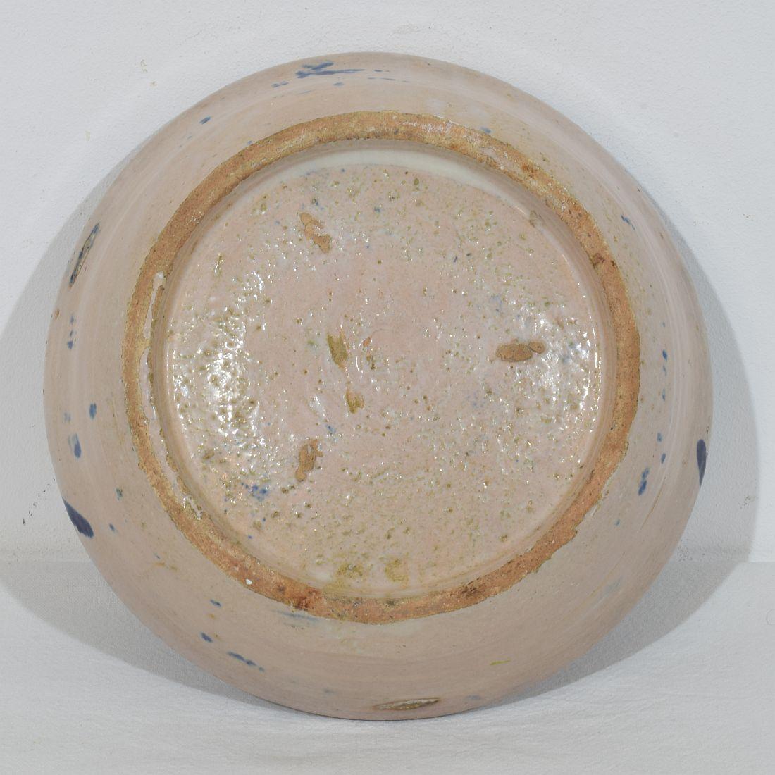 18th/ 19th Century Spanish Glazed Terracotta Bowl For Sale 2