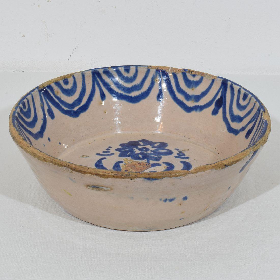 18th/ 19th Century Spanish Glazed Terracotta Bowl For Sale 3