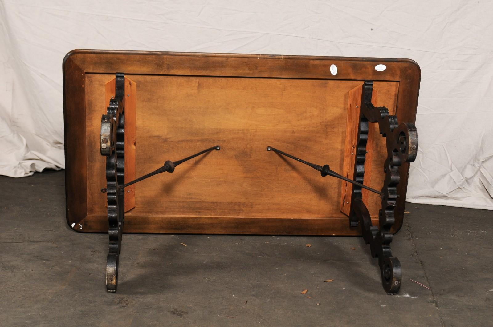18th-19th Century Spanish Trestle Table with Iron Stretcher For Sale 7