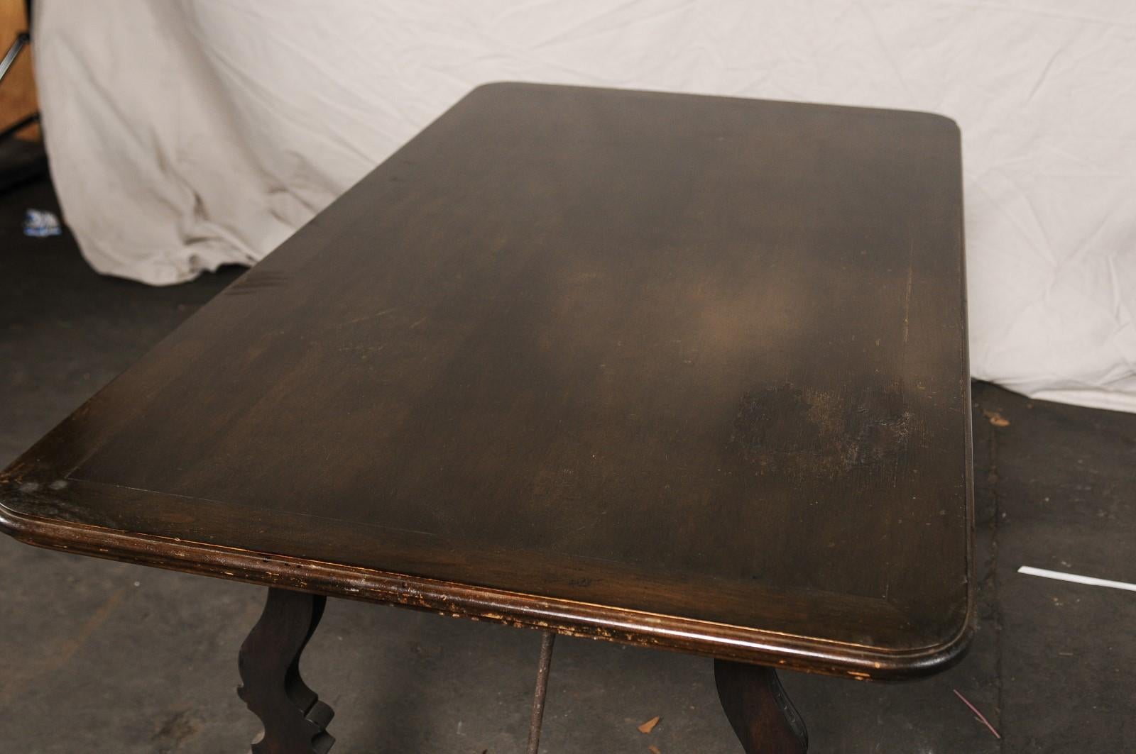 18th-19th Century Spanish Trestle Table with Iron Stretcher For Sale 4