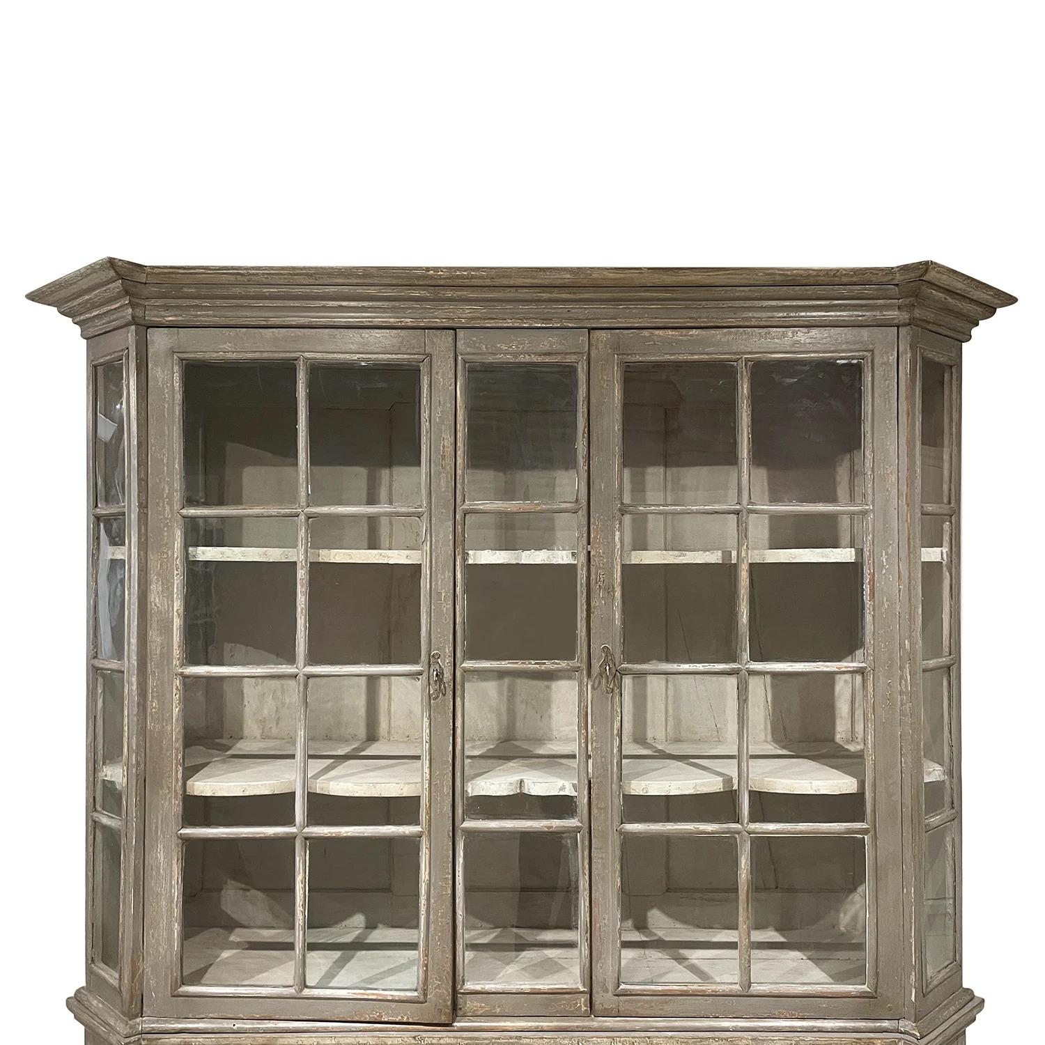 18th-19th Century Swedish Baroque Pinewood, Glass Bookcase, Antique Showcase For Sale 2