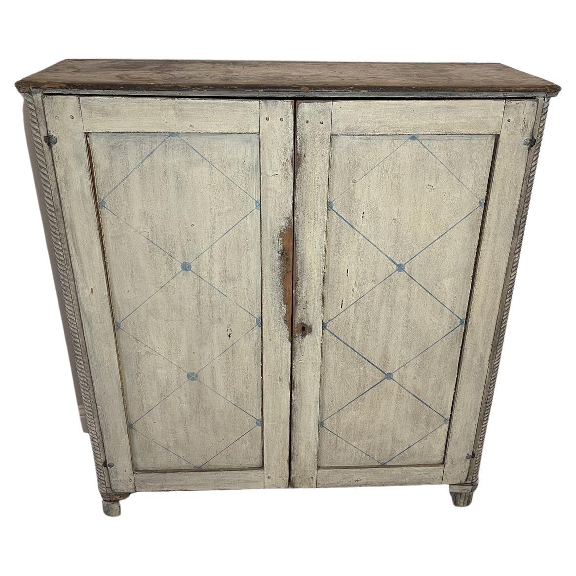 18th/19th Century Swedish Gustavian Period Painted Pine Kitchen Cupboard For Sale