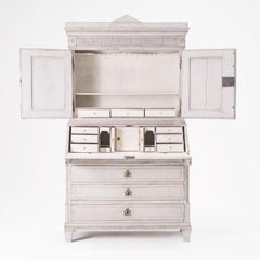Antique Swedish Gustavian Bureau, Painted Pinewood, Circa 1780-1800