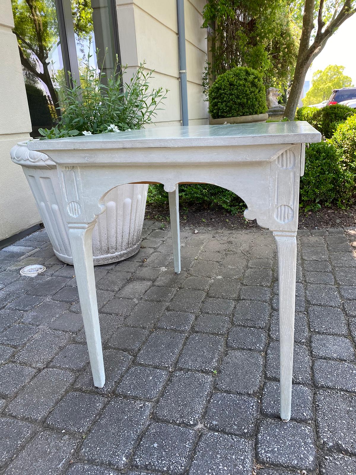 18th-19th Century Swedish Painted Pine Side Table with 1 Drawer, Custom Finish In Good Condition In Atlanta, GA