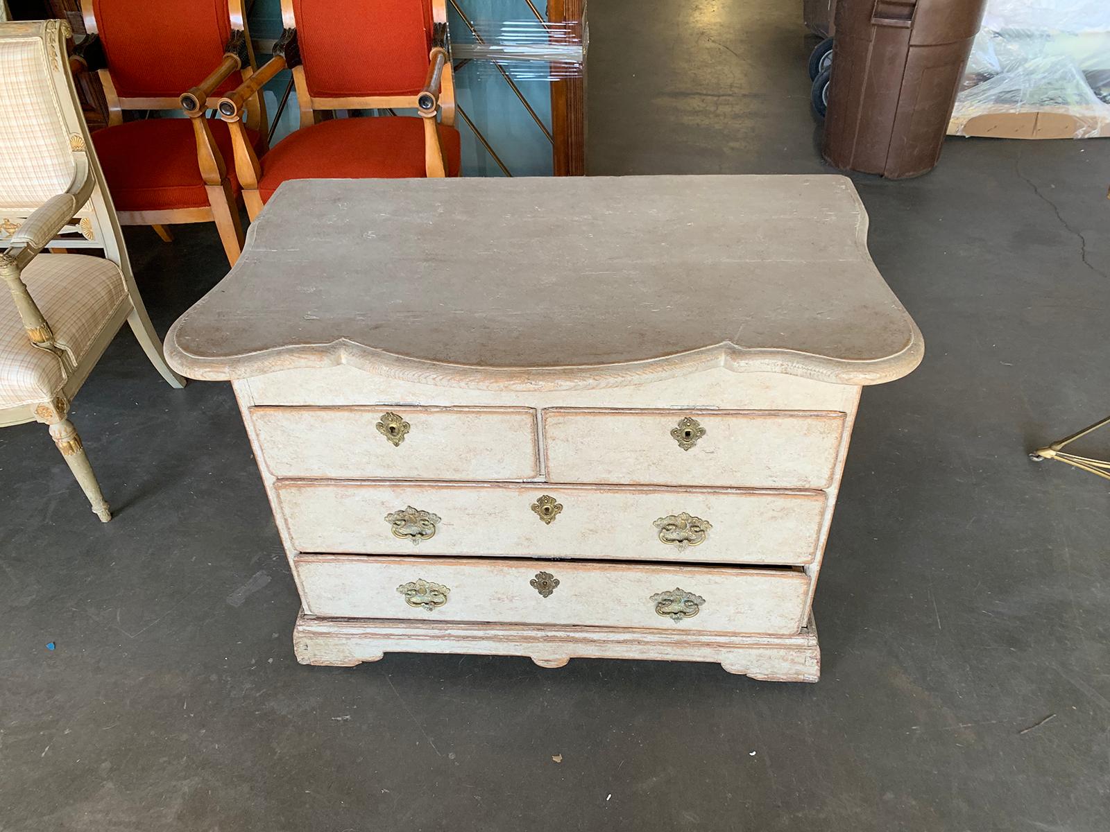 18th-19th Century Swedish Rococo Style Painted Chest with Scallop Edge Top 10