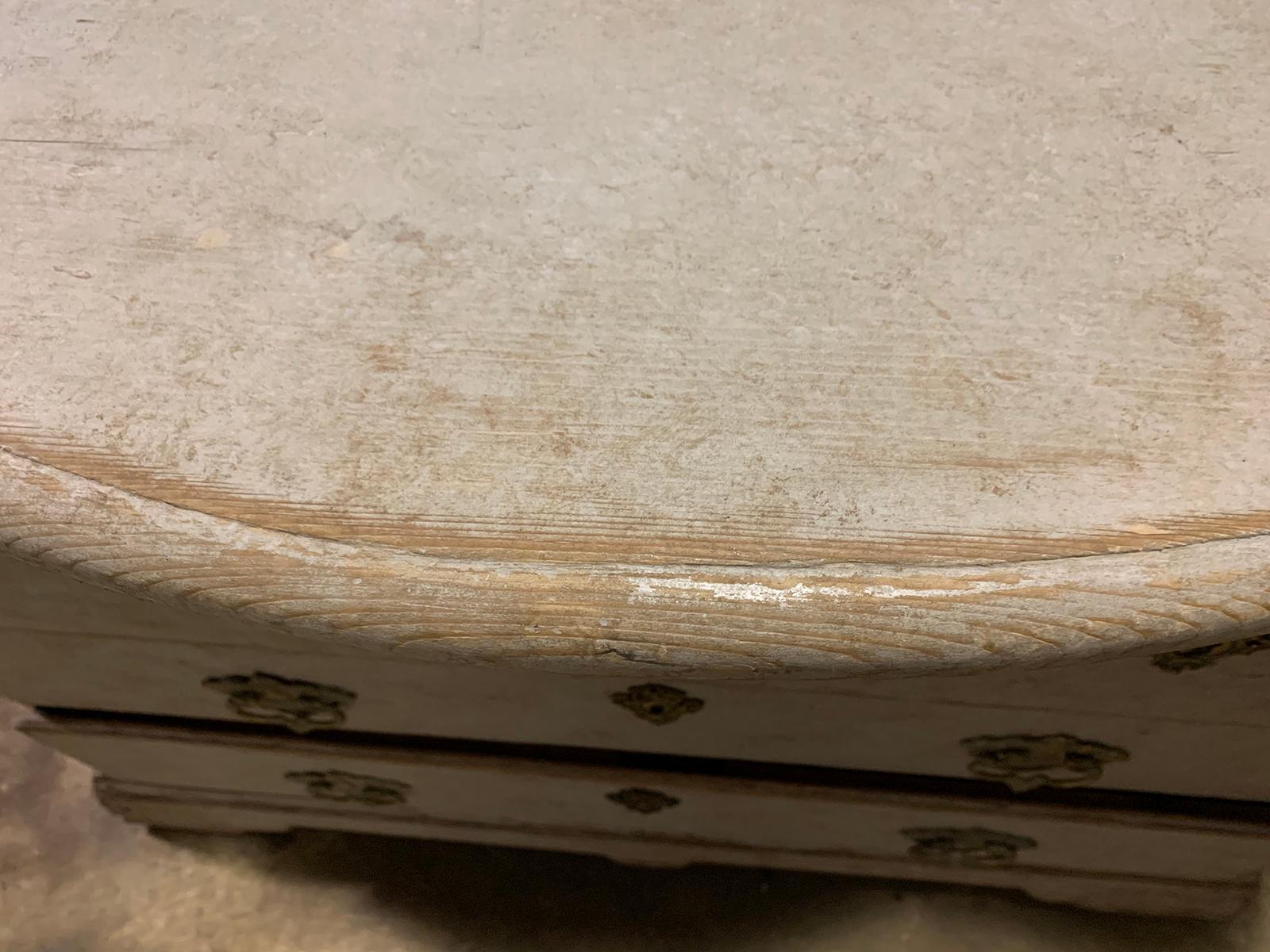 18th-19th Century Swedish Rococo Style Painted Chest with Scallop Edge Top 2
