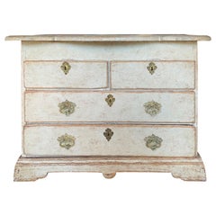 18th-19th Century Swedish Rococo Style Painted Chest with Scallop Edge Top