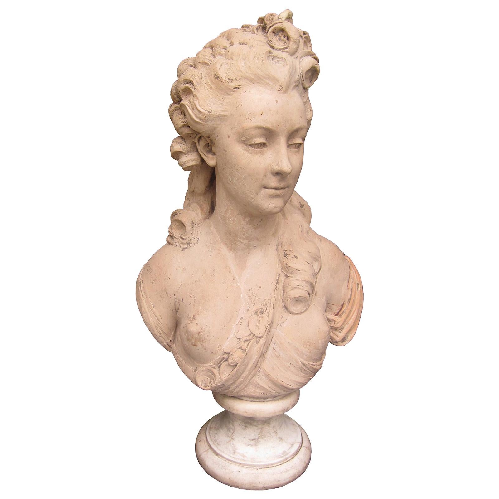 18th-19th Century Terracotta Bust of Madame Dubarrys