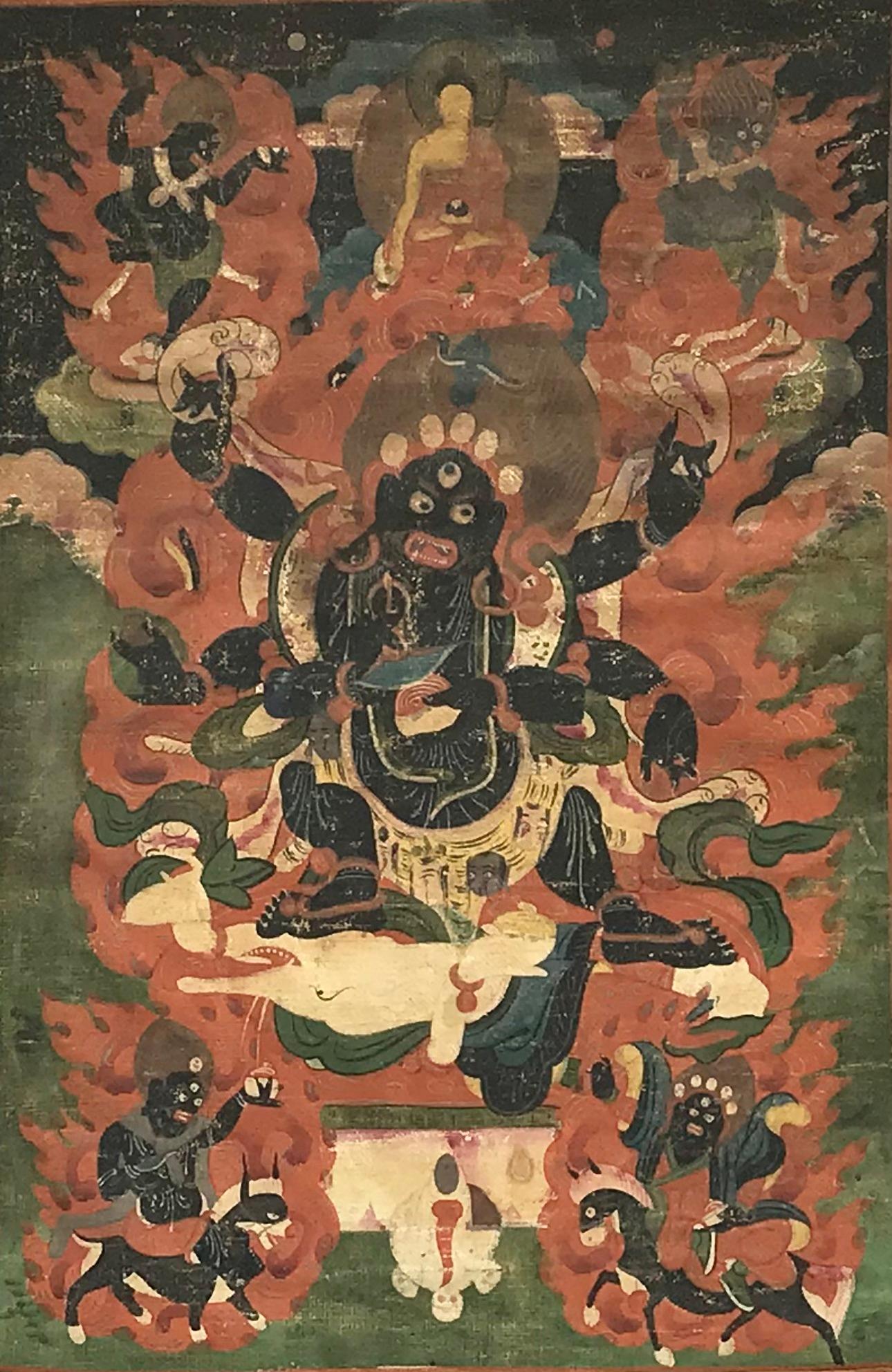 Hand-Painted 18th-19th Century Tibetan Thanka  For Sale