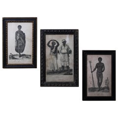 18th-19th Century Trio of Oceania and Pacific Islands Engravings Ebonized Frames