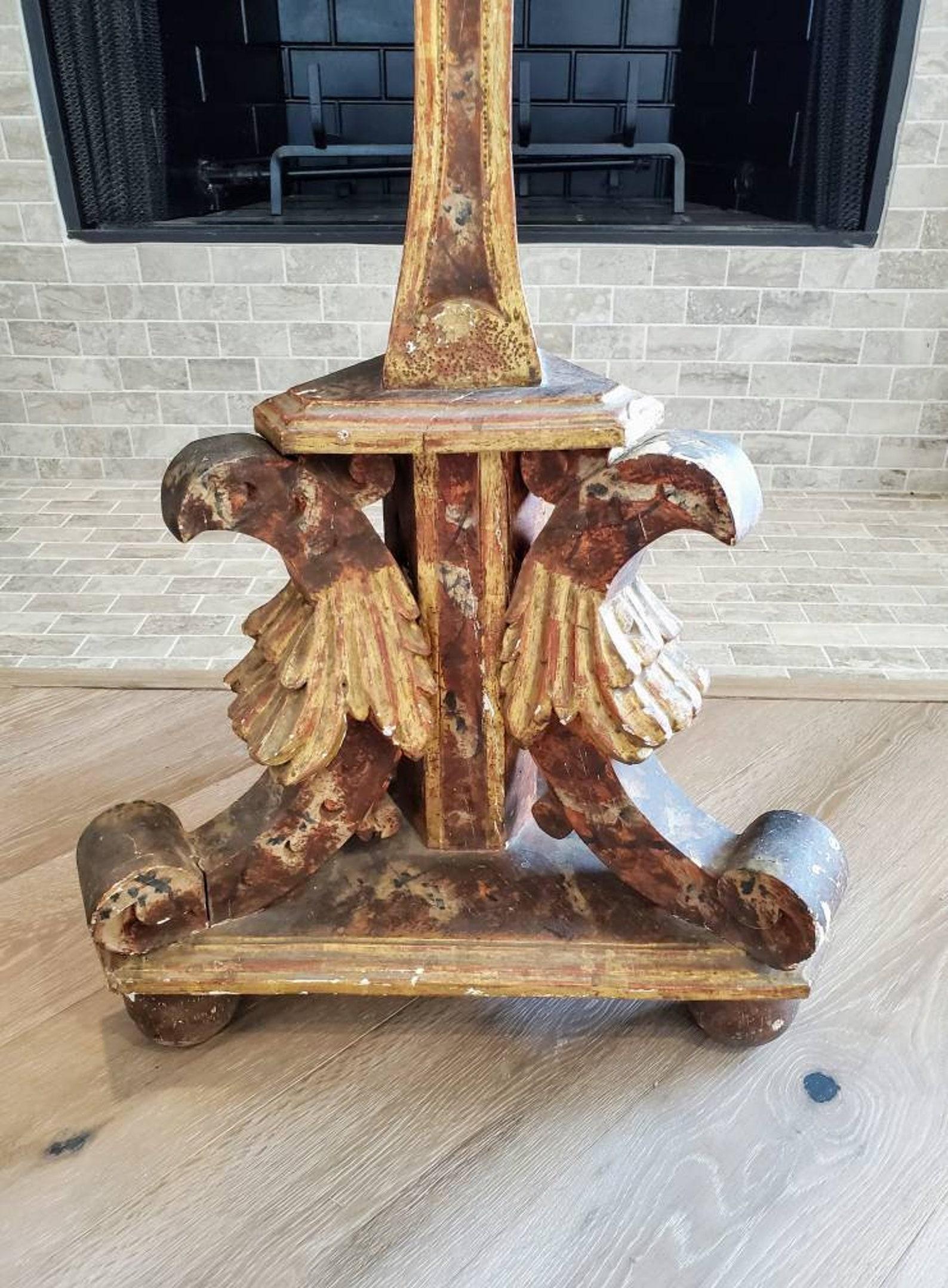 Italian 18th/19th Century Tyrolean Eagle Giltwood Altar Stick For Sale