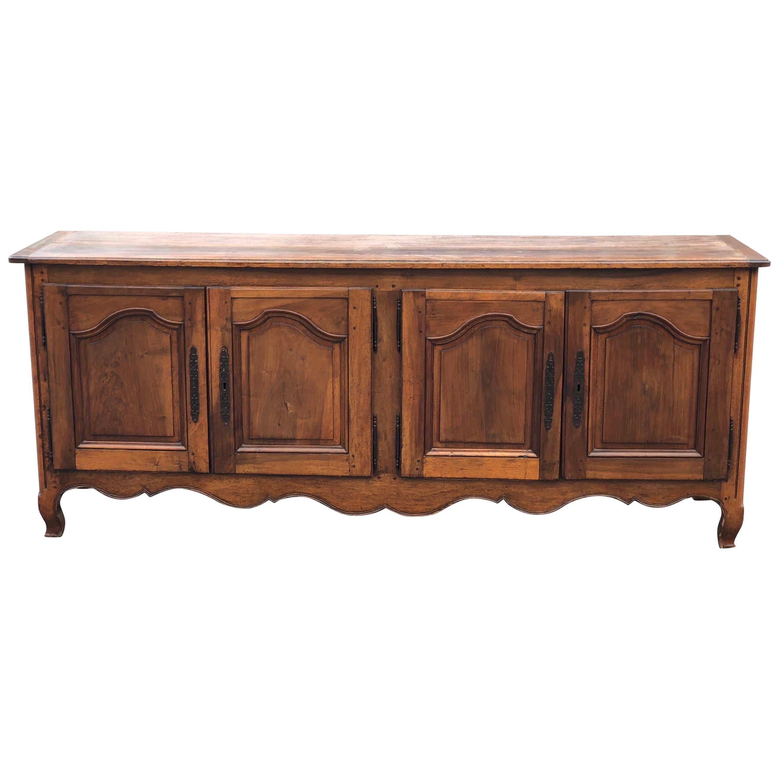 18th-19th Century Walnut and Cherry French Provincial 4-Door Enfilade