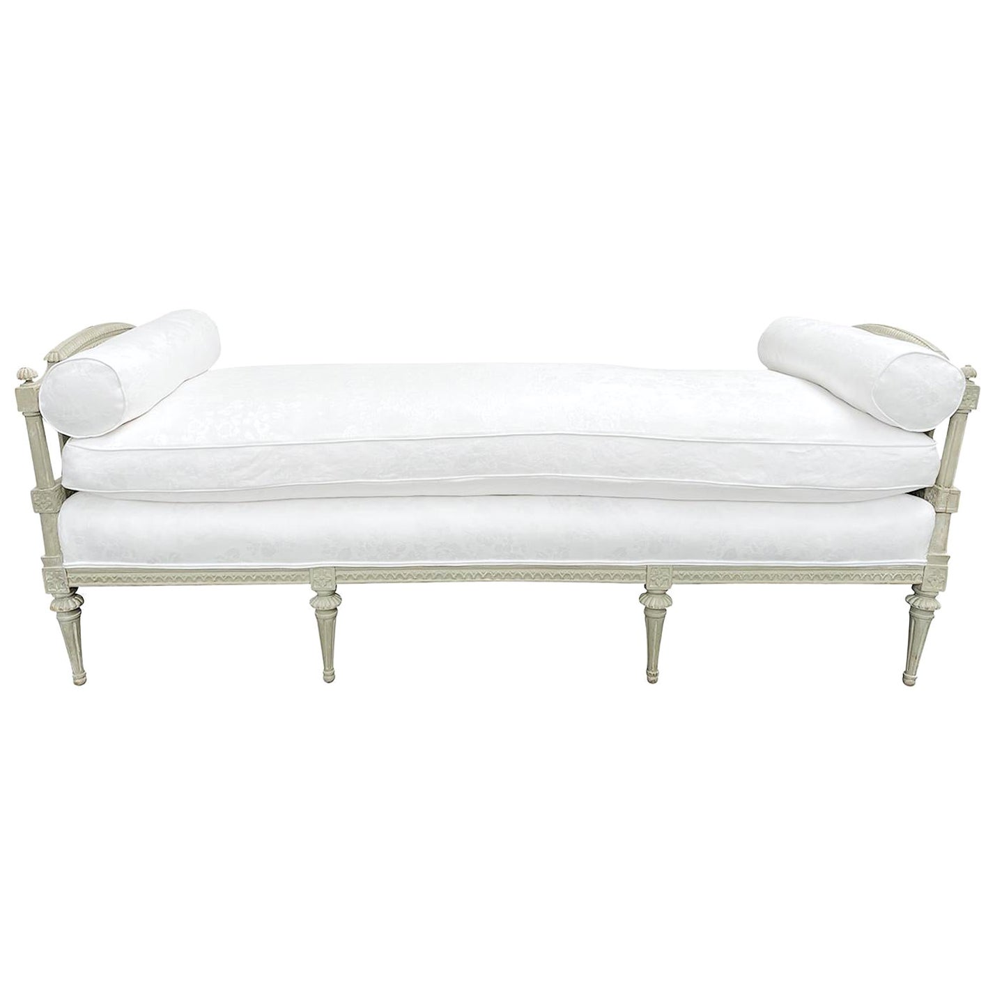 18th-19th Century White Swedish Gustavian Pinewood Daybed, Antique Sofa Bench