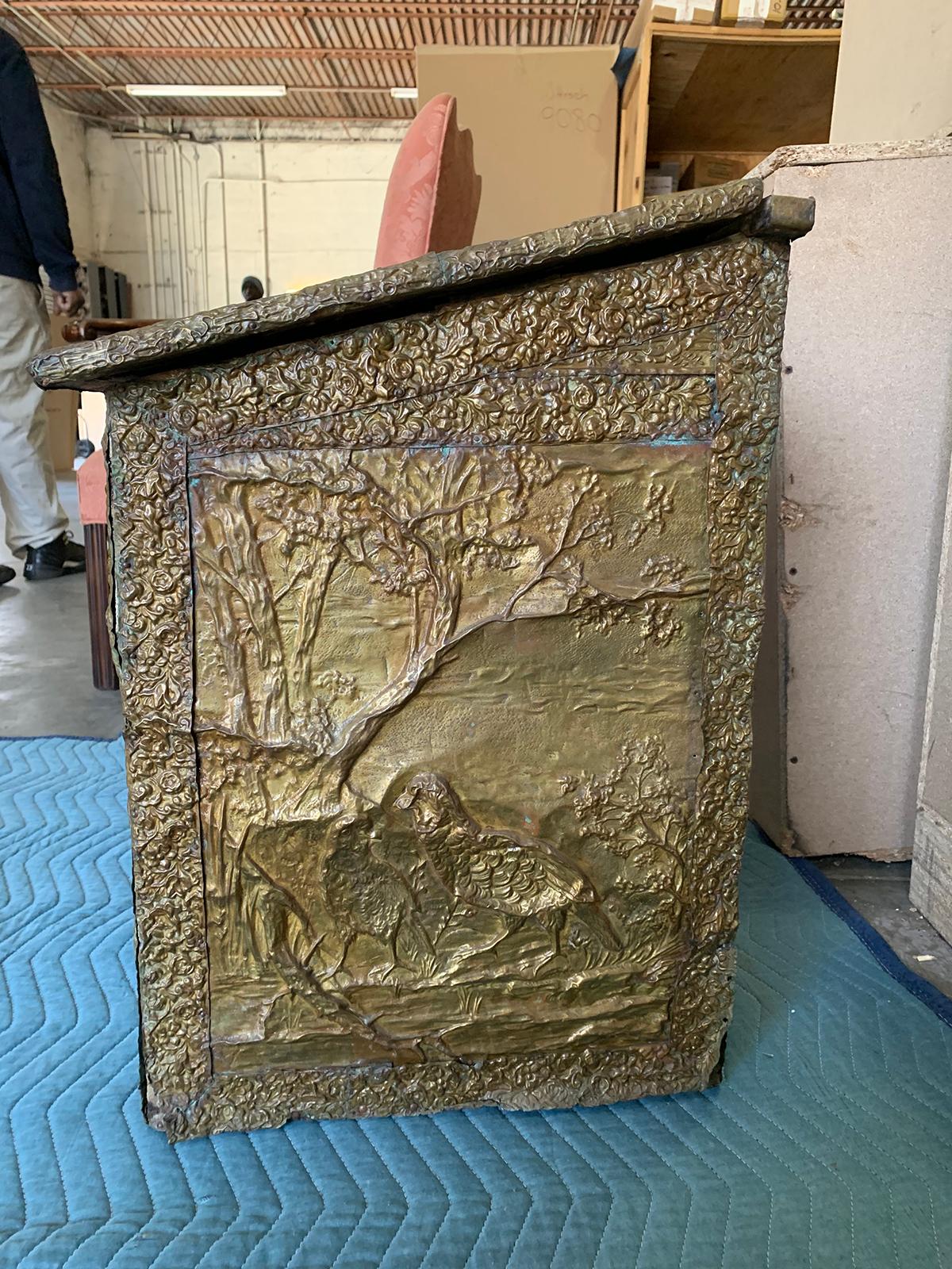 18th-19th Century Wooden Box with Brass Repoussé For Sale 2