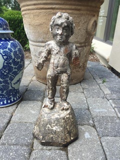 18th-19th Century Wooden Religious Figure with Glass Eyes