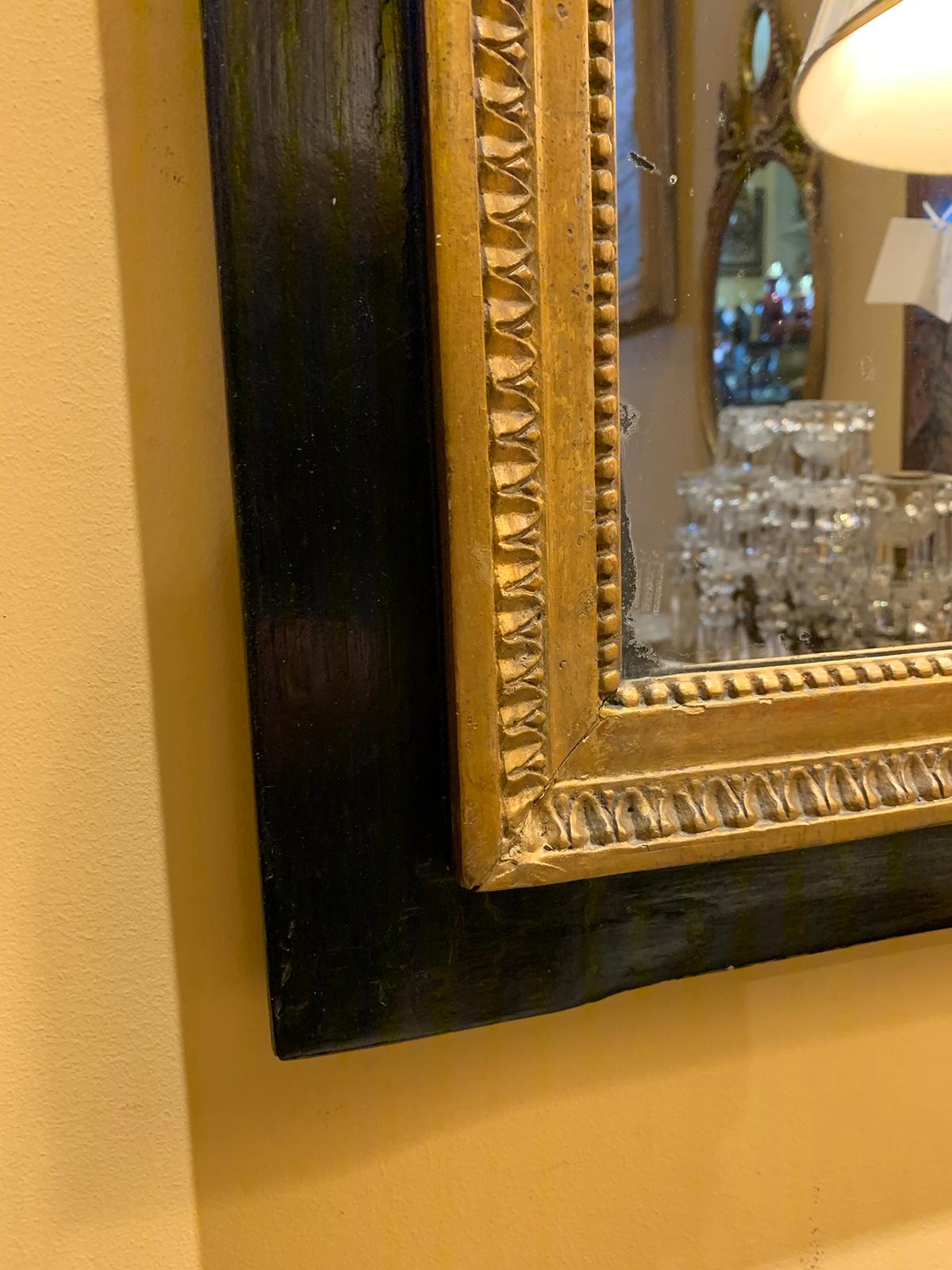 18th-19th Century French Gilded and Black Trumeau Mirror 1