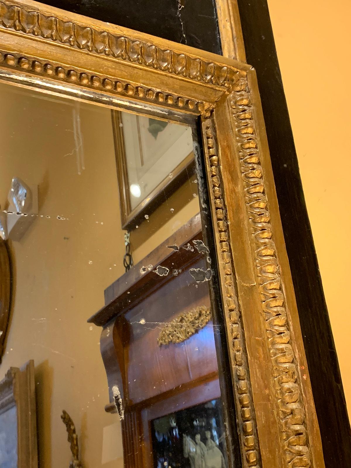 18th-19th Century French Gilded and Black Trumeau Mirror 4