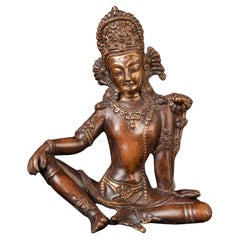18th/19thC Earlier Solid-Cast Nepalese Copper Indra. Superb Face