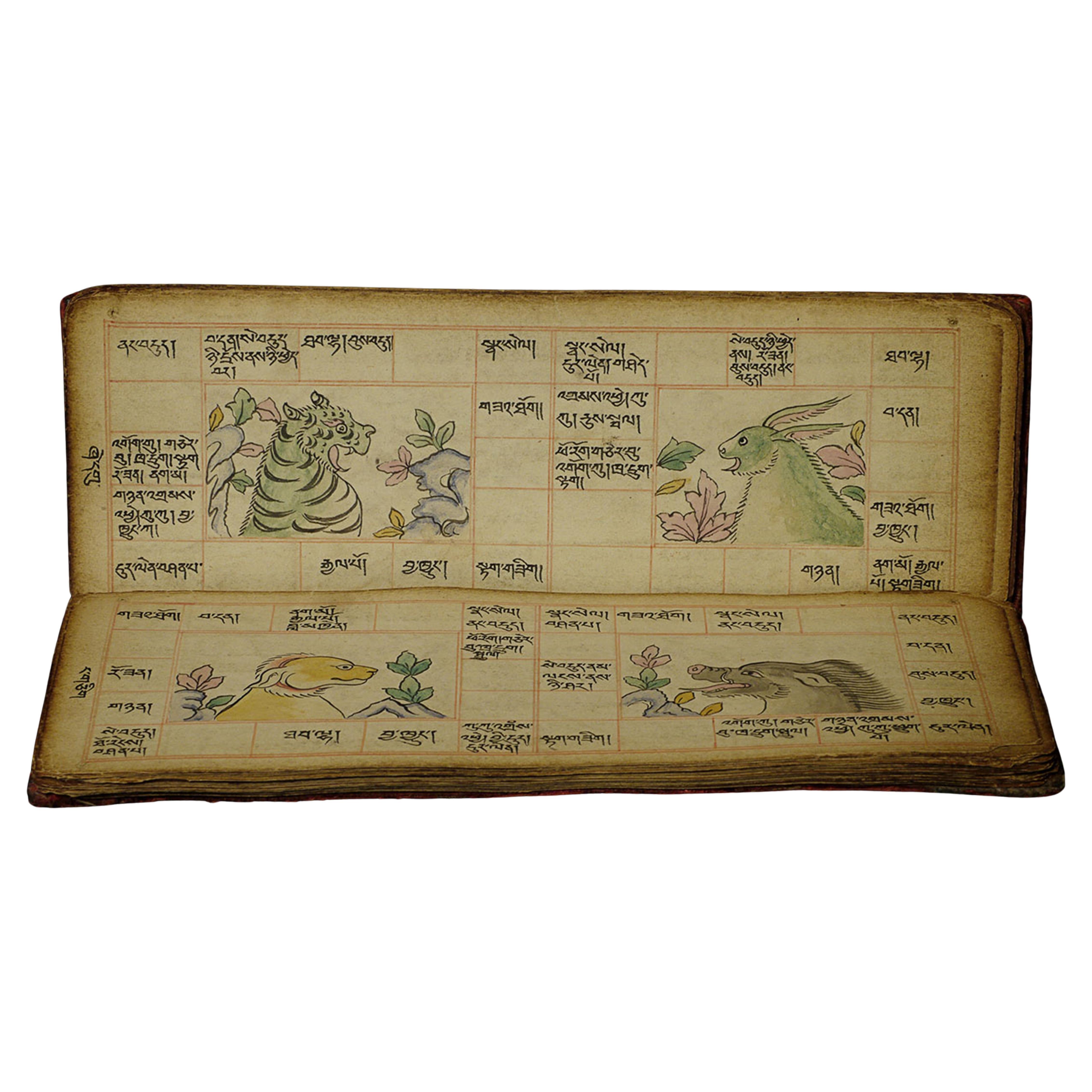 18th/19thC Mongolian Buddhist/Astrological Book w/ Profuse Color Illustrations