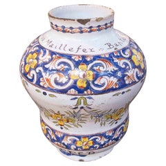18th Albarelo French Pharmacist of Faïence de Nevers, Dated 1764