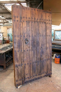18th Antique Solid Wood Door with Wrought Iron Fittings