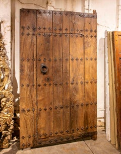 18th Antique Solid Wood Door with Wrought Iron Fittings