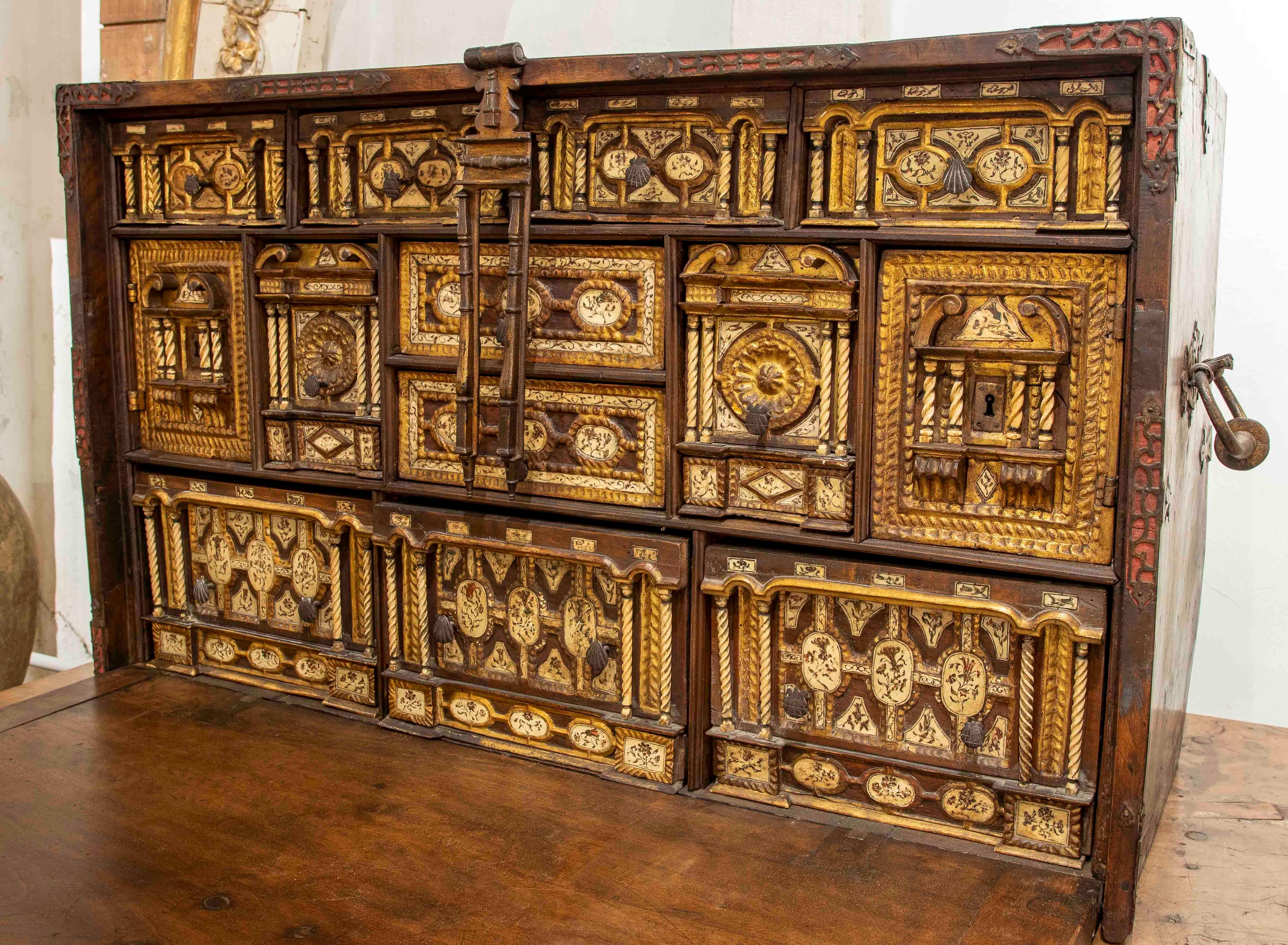 18th Century and Earlier 18th Bargas-style Bargueño Desk with a 19th Century Bridge Table For Sale