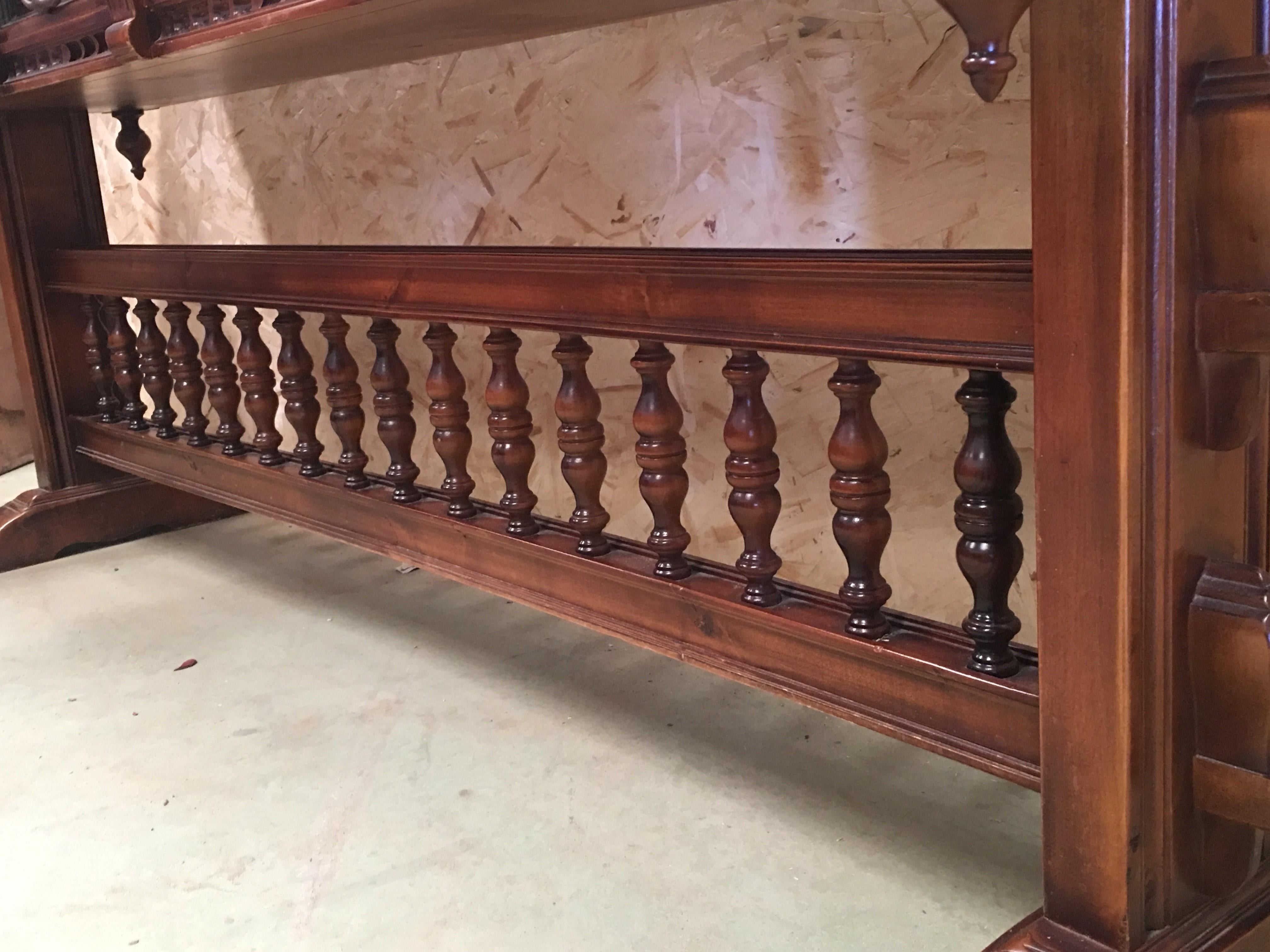 18th Baroque Console Table in Walnut with Four Carved Drawers and Stretcher 8