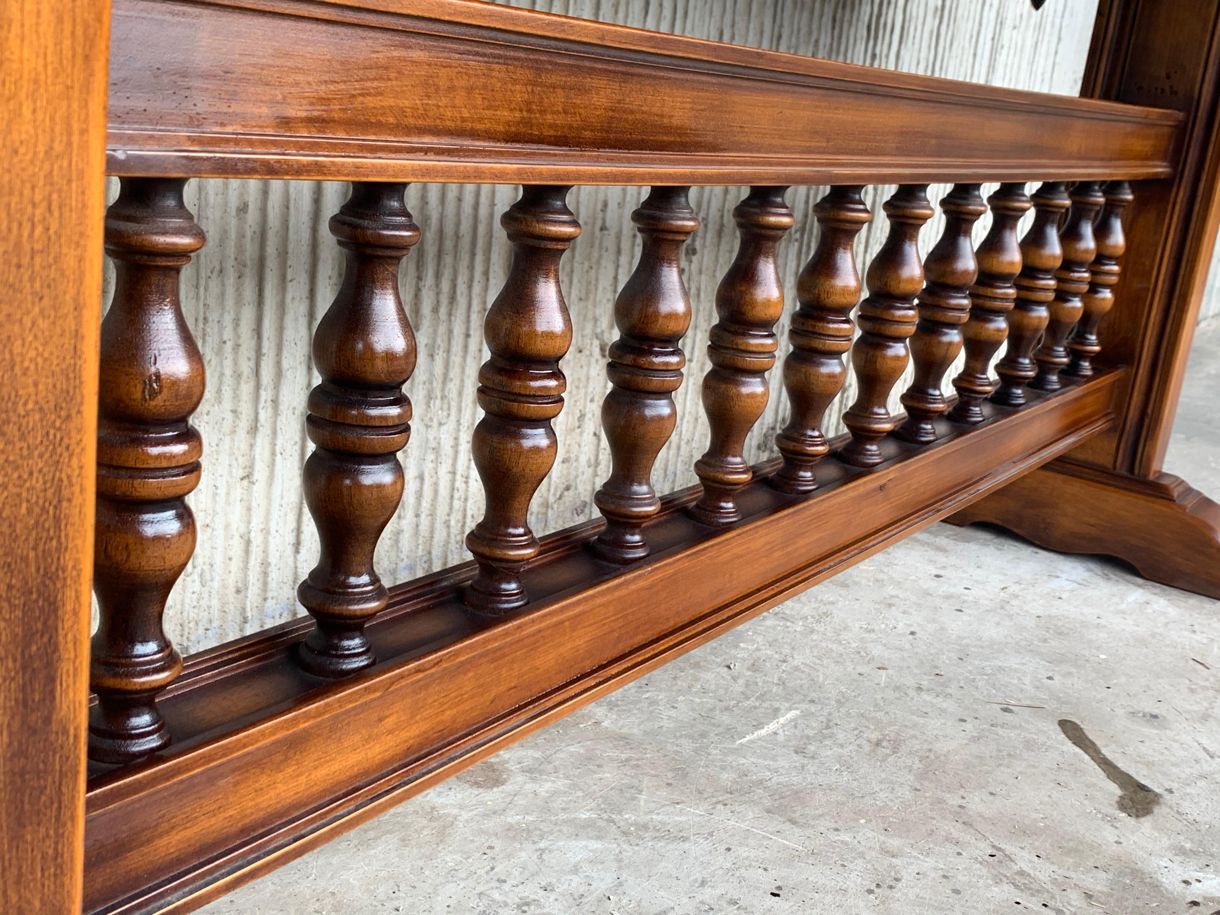 Baroque Console Table in Walnut with Three Carved Drawers and Stretcher For Sale 9