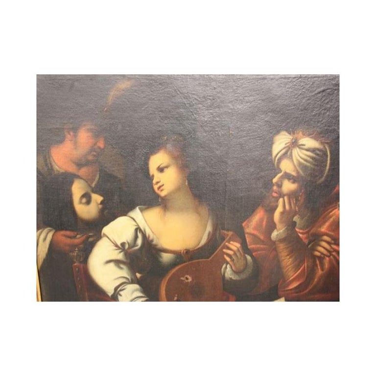 French 18th Biblical Oil on Canvas Pietro della Vecchia Aka Pietro Muttoni For Sale