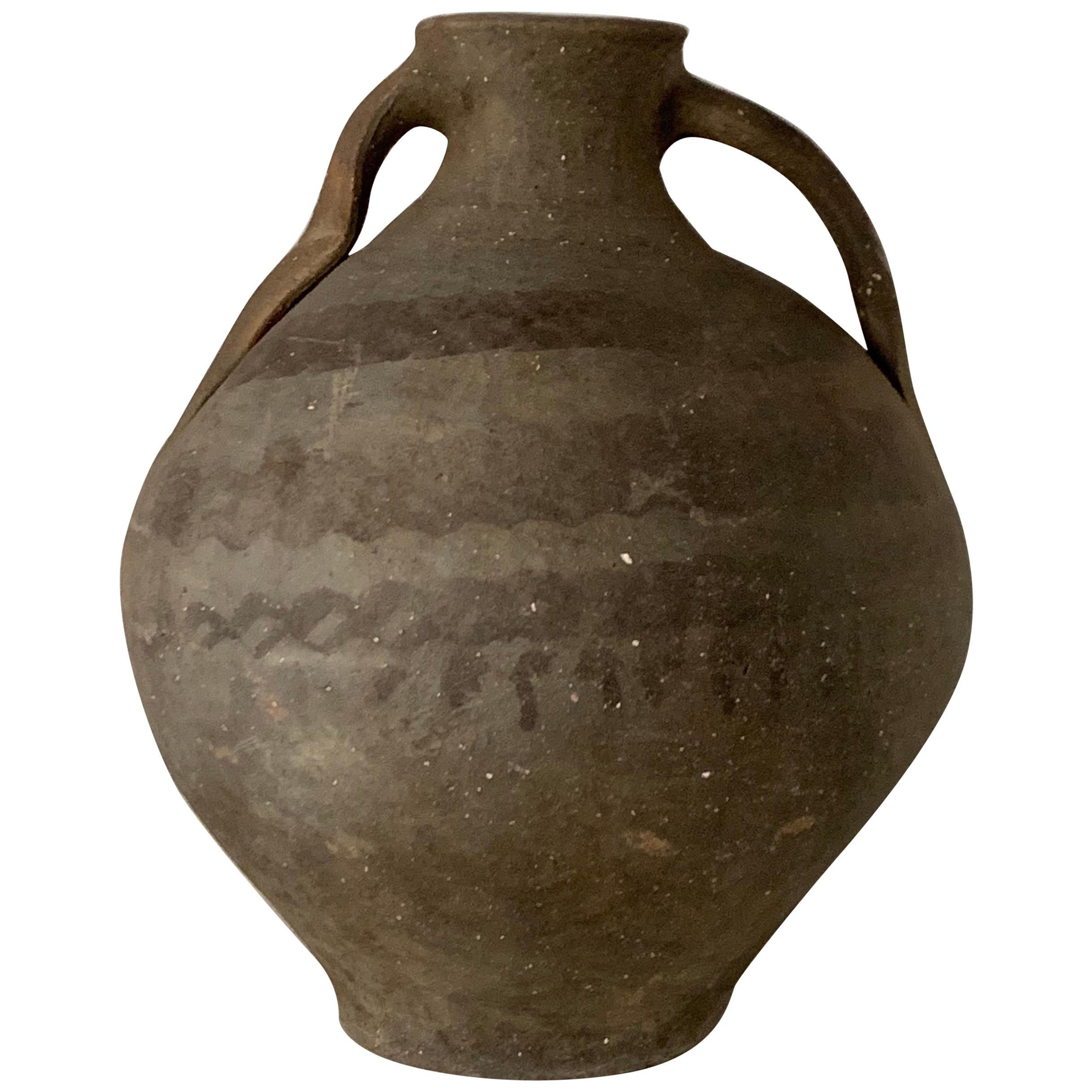 18th Bridal Jug Grey Picher "Cantaro" from Calanda, Spain, Terracotta Vase For Sale