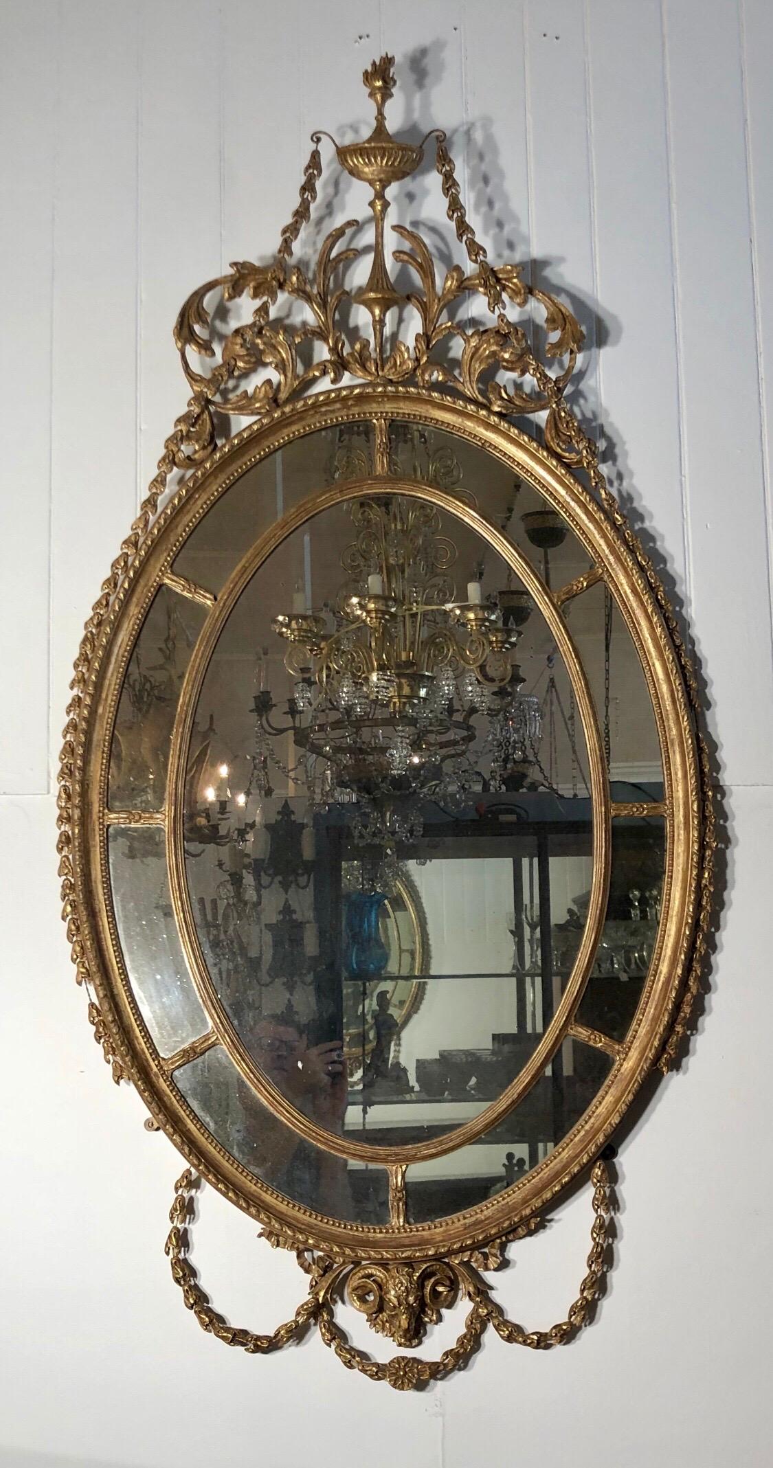 18th Century Adam Oval Patera Gilt Mirror For Sale 3