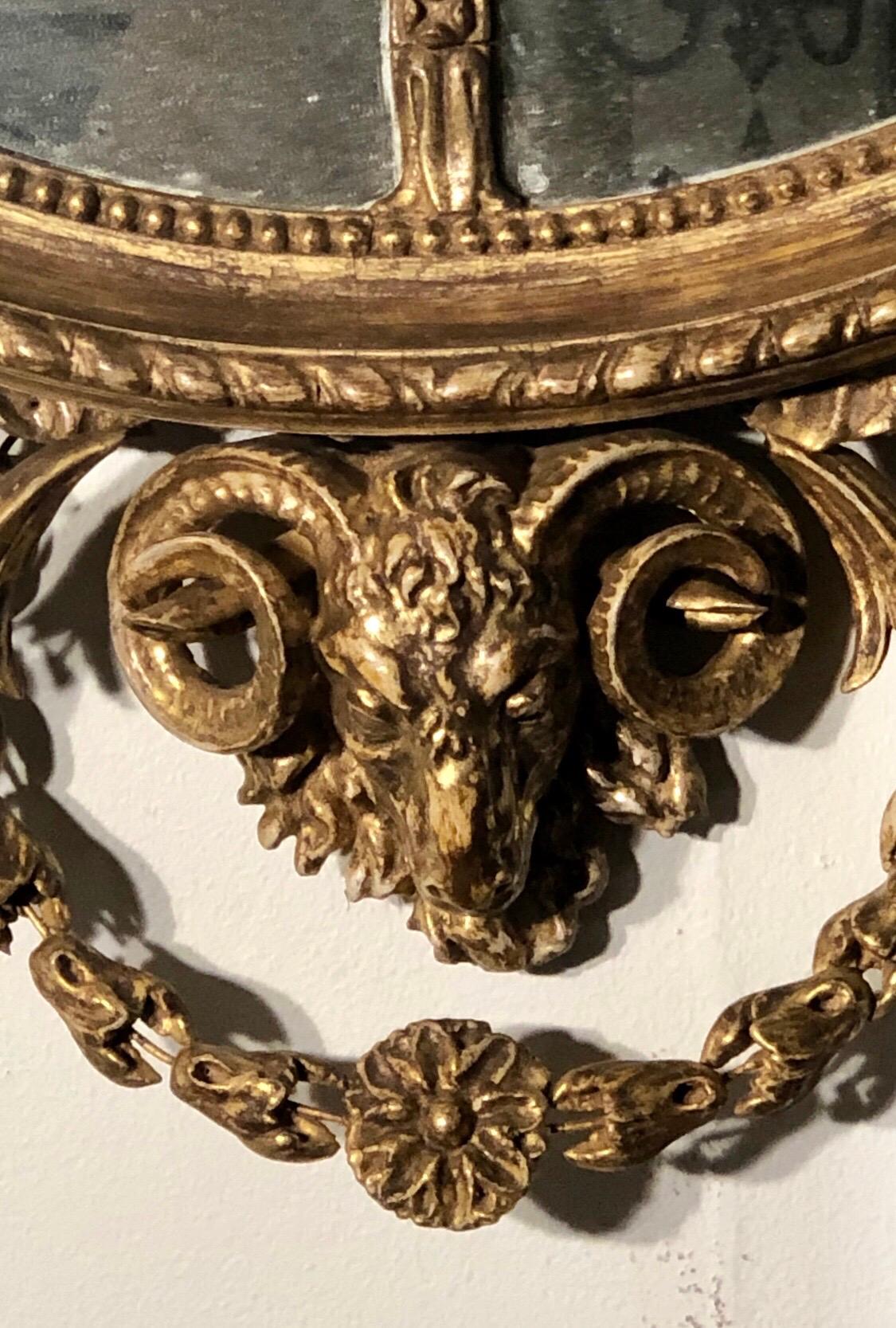 18th Century Adam Oval Patera Gilt Mirror In Good Condition For Sale In Charleston, SC