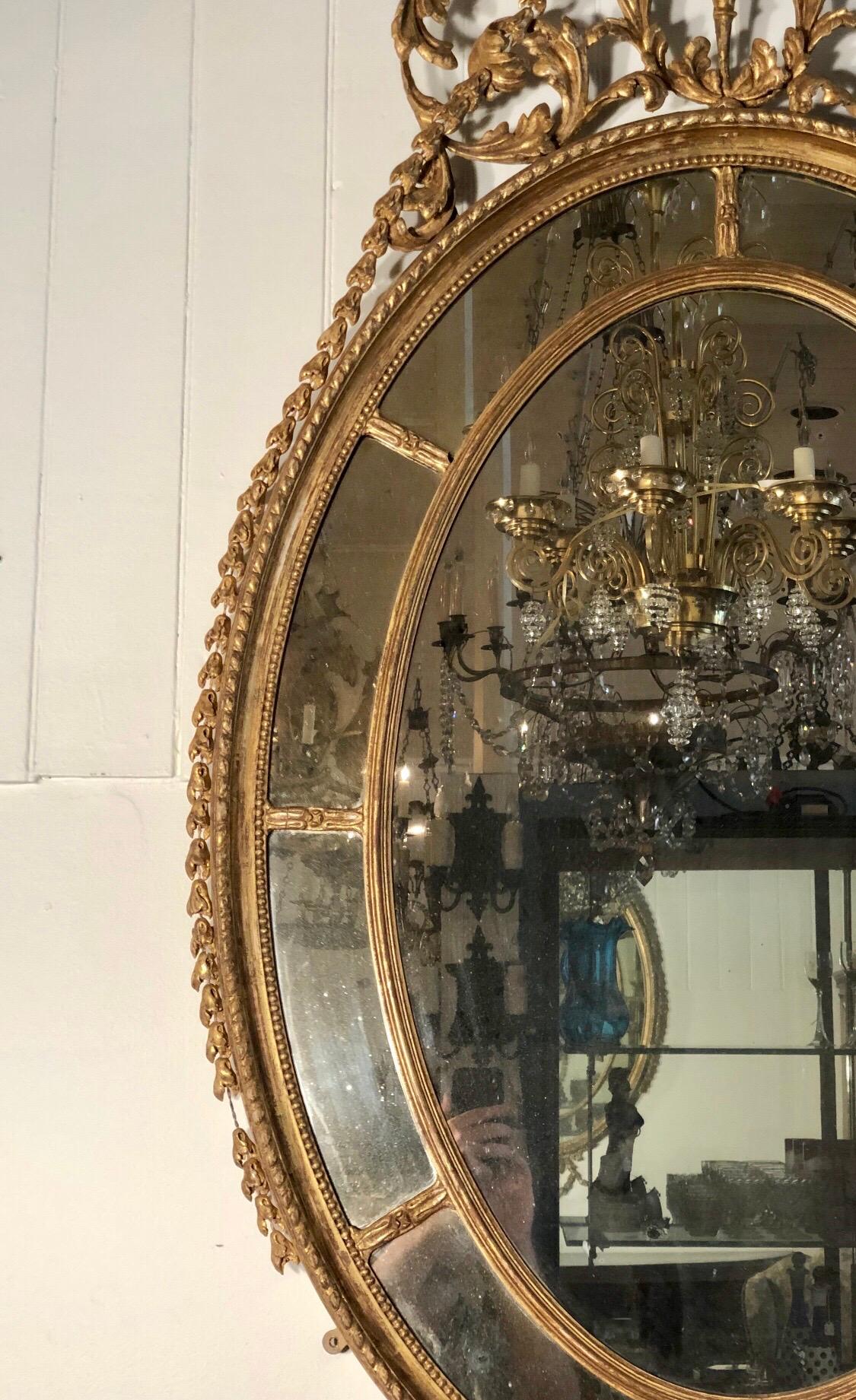 Giltwood 18th Century Adam Oval Patera Gilt Mirror For Sale