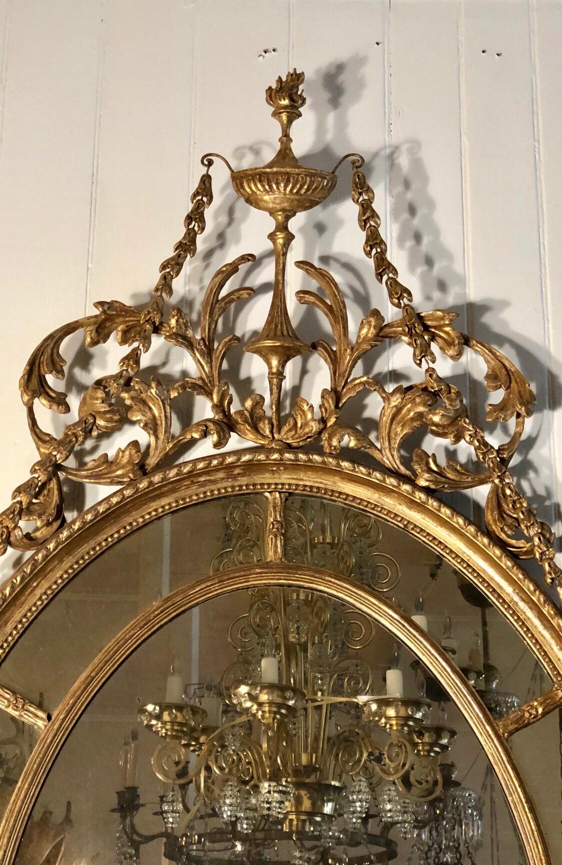 Giltwood 18th Century Adam Oval Patera Gilt Mirror For Sale