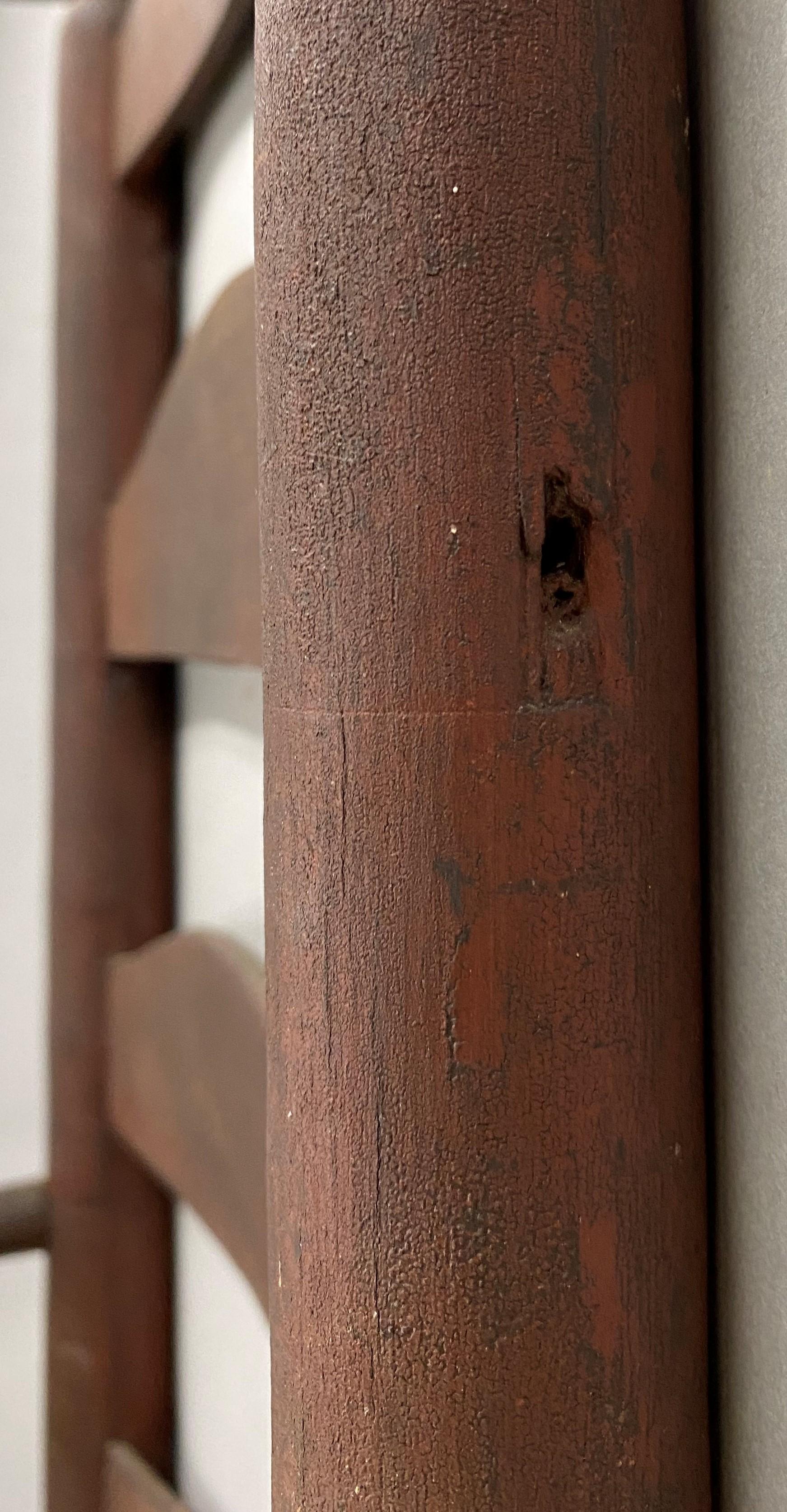 18th Century American Ladder Back Armchair in Old Crusty Red Paint For Sale 3