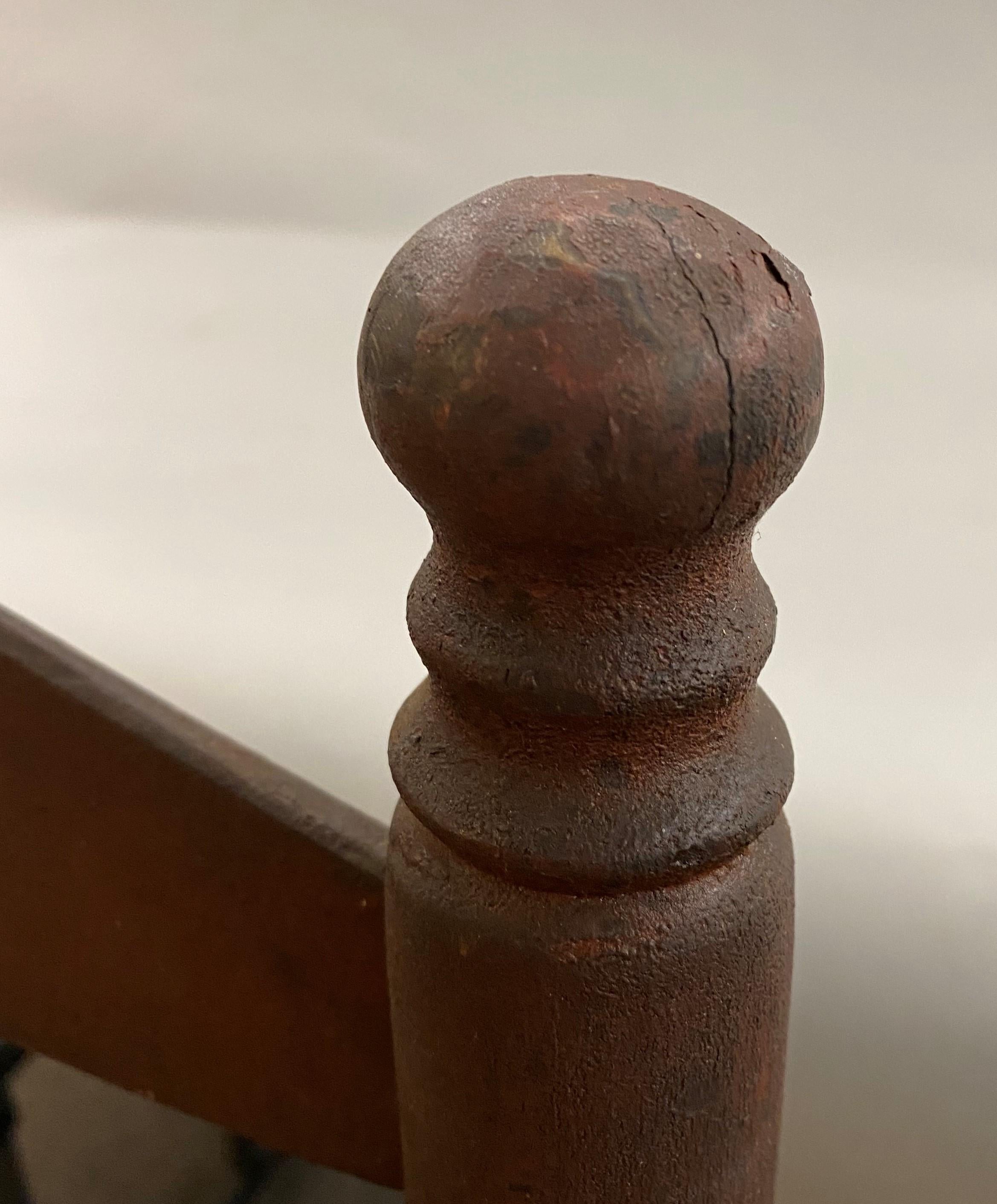 18th Century American Ladder Back Armchair in Old Crusty Red Paint For Sale 4