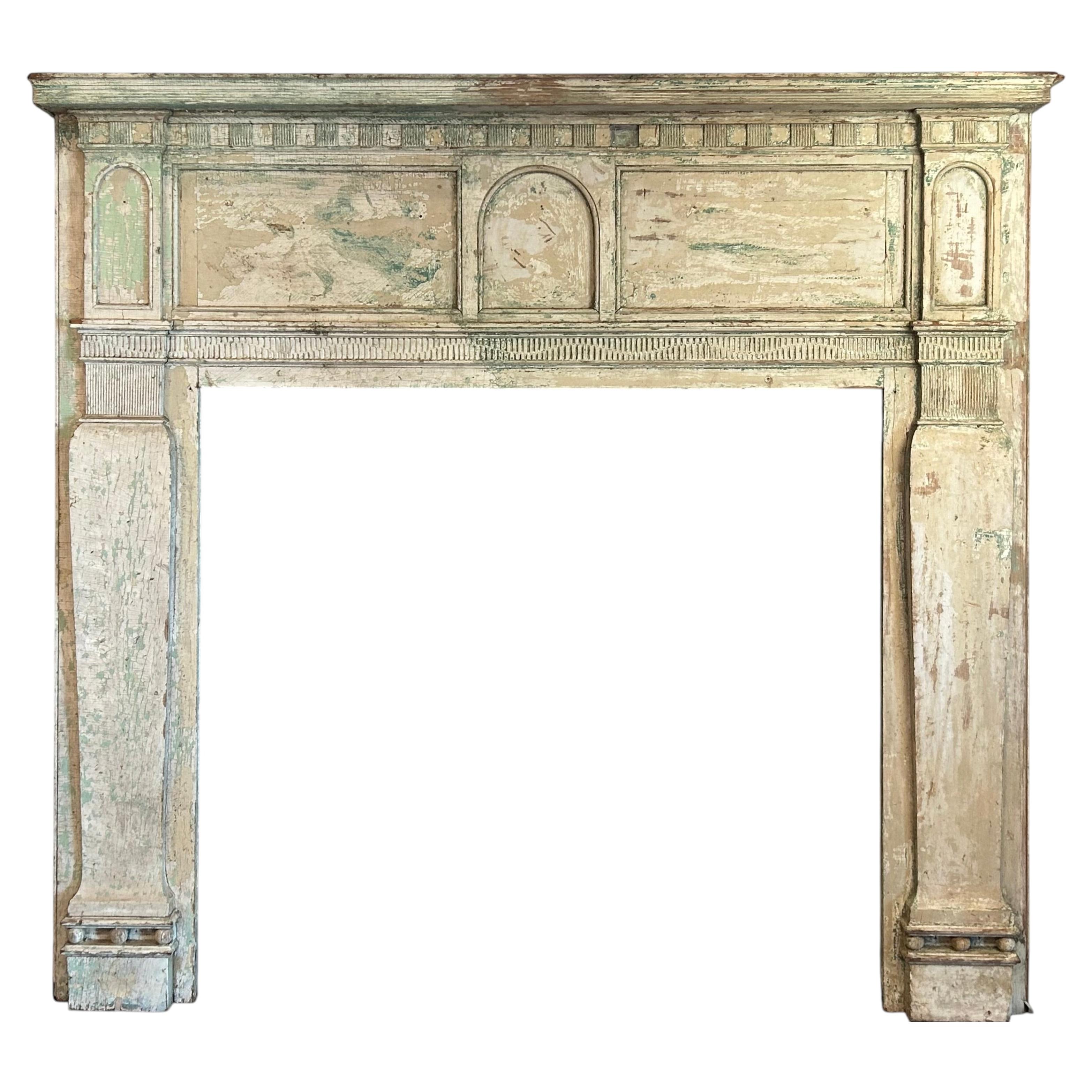 18th C American Painted Fireplace Mantel 1760-90