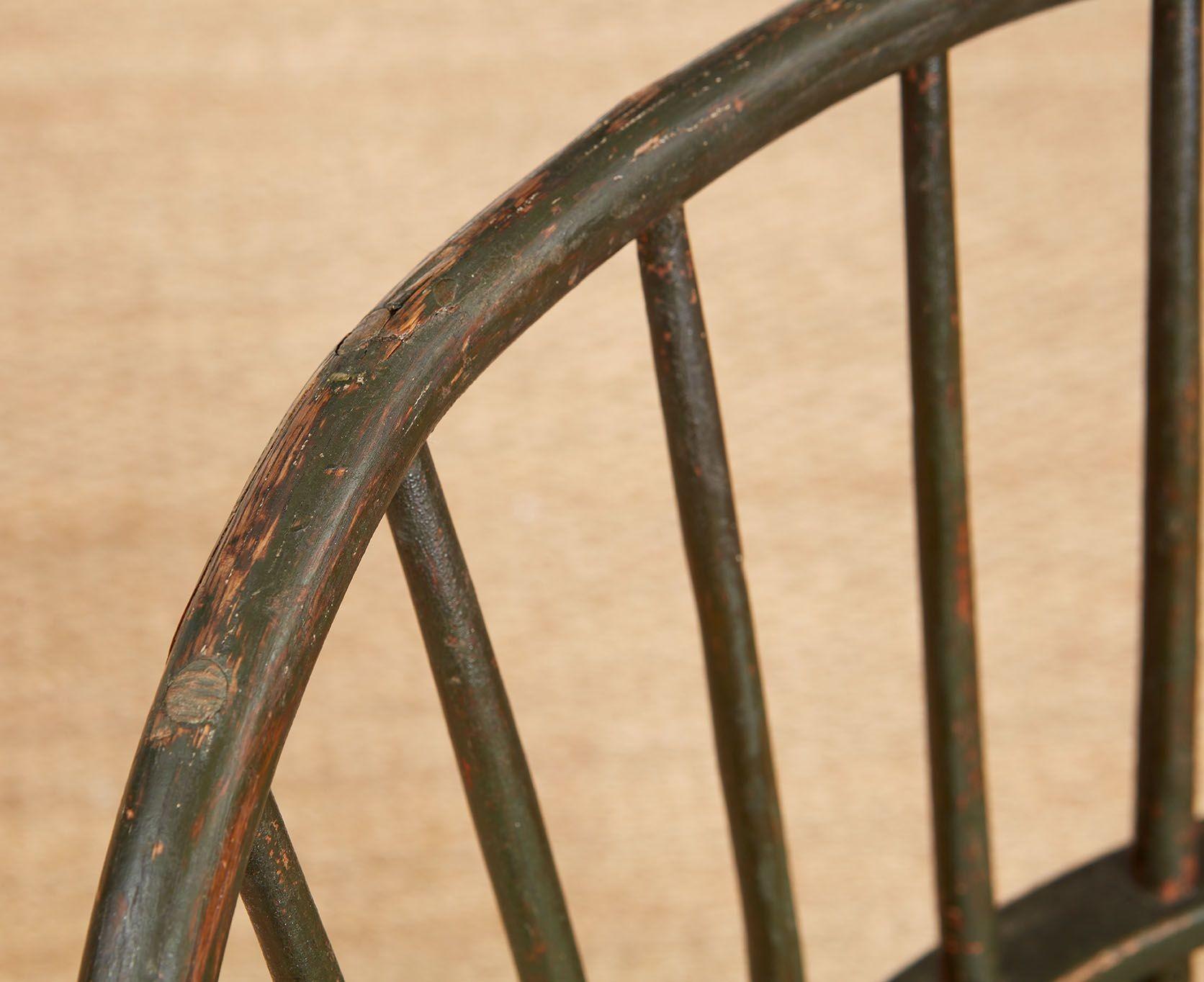 Frêne XVIIIe siècle Fauteuil Windsor américain à dossier en sac en vente