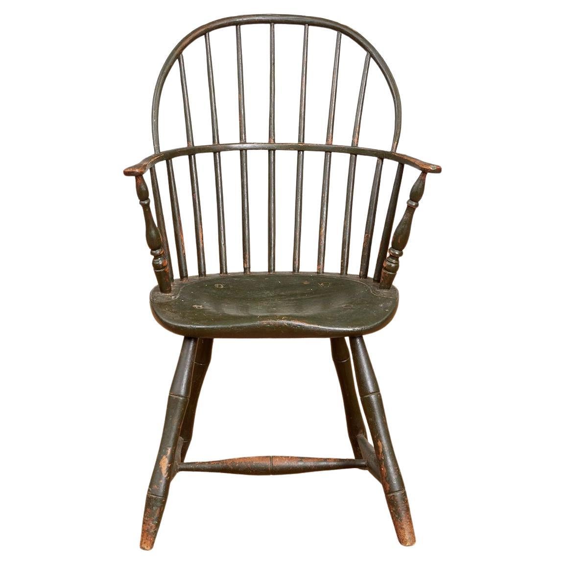 XVIIIe siècle Fauteuil Windsor américain à dossier en sac