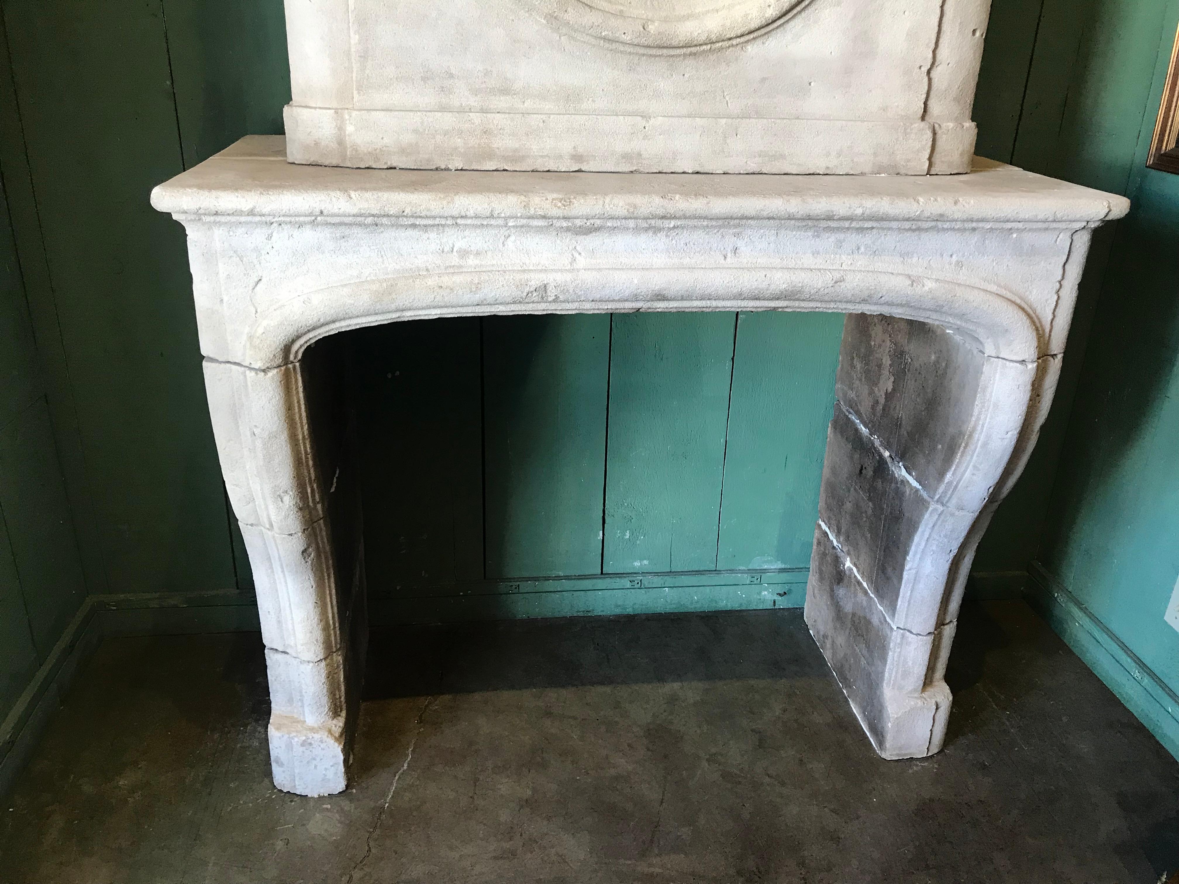 Antique 18th C. Hand Carved Stone Fireplace Mantle Chimney Mantelpiece Surround  For Sale 1