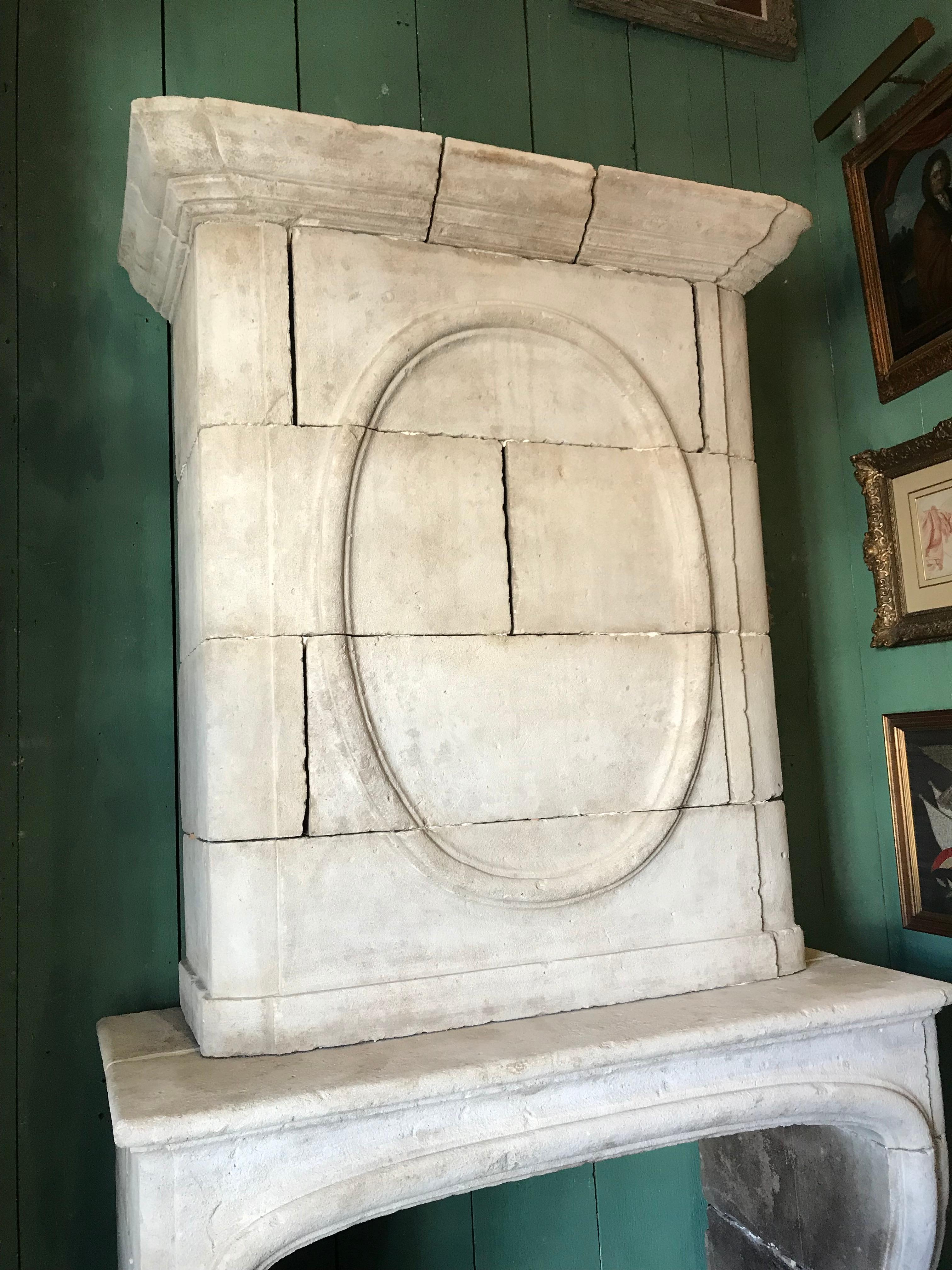 Antique 18th Hand Carved Stone Fireplace Mantle Chimney Mantelpiece Los Angeles In Good Condition For Sale In West Hollywood, CA