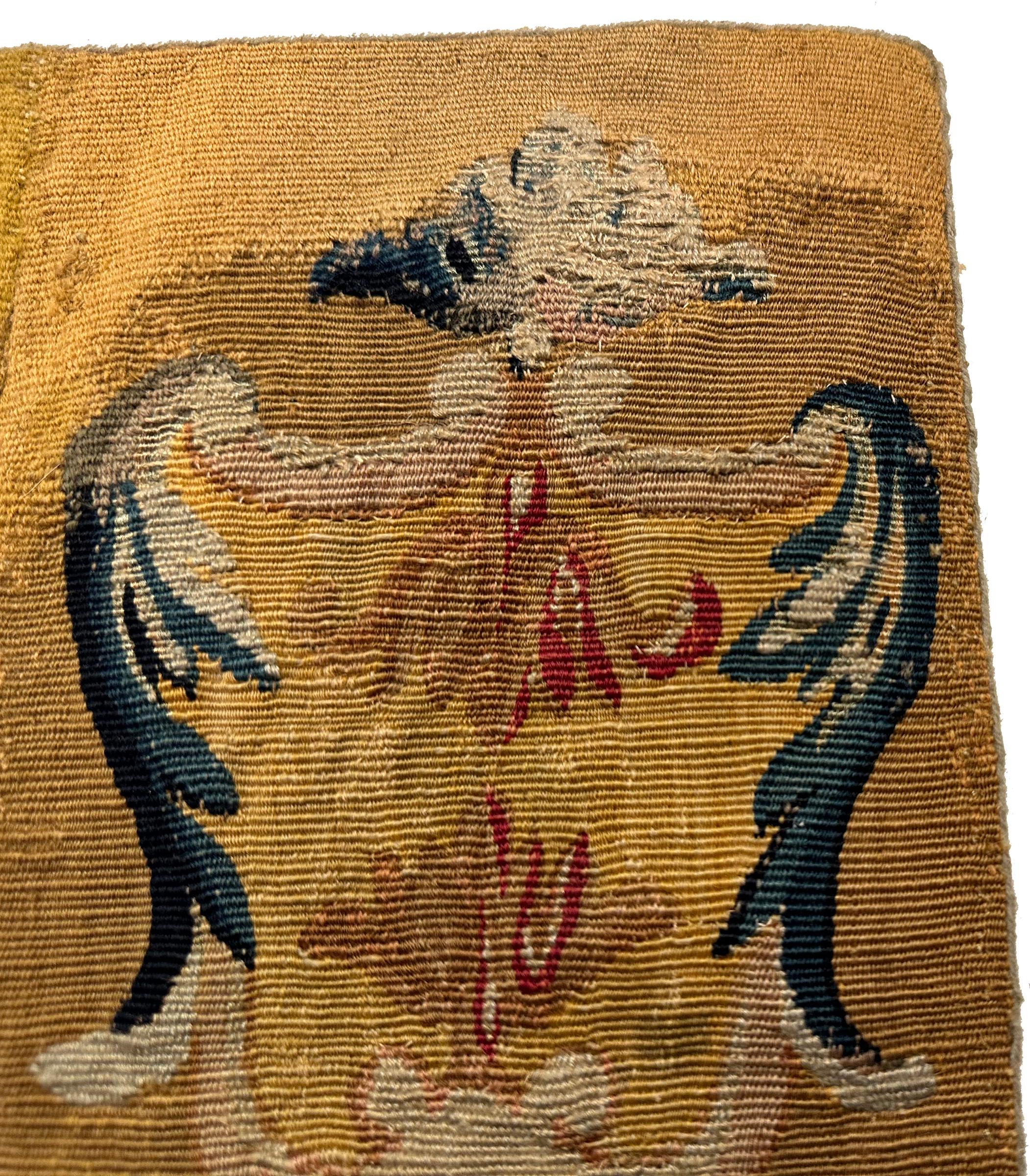 Laine Antique French Tapestry Wool & Silk 49cmx38cm Fine Tree Design 1X2 18th C. en vente