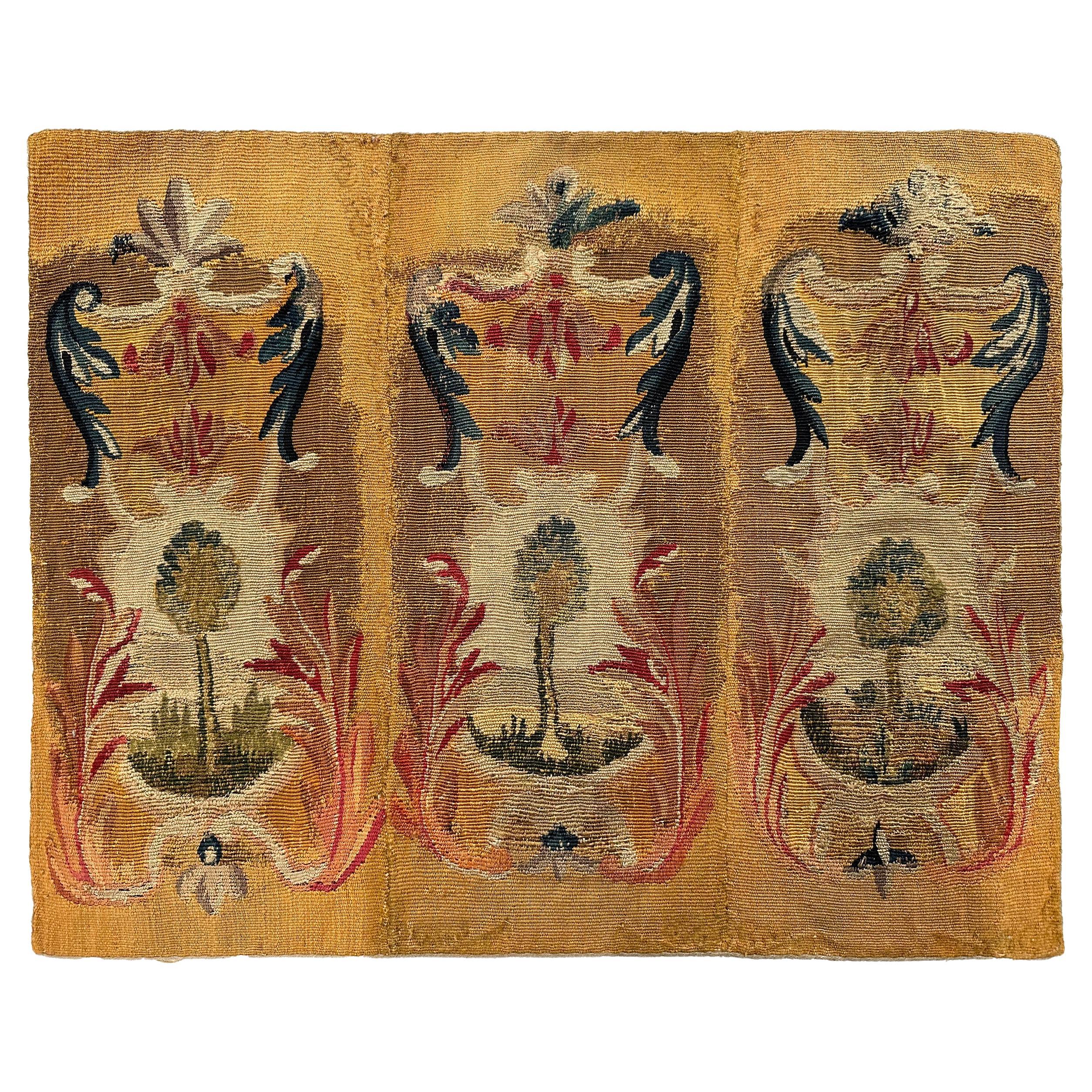 18. Jh. Antique French Tapestry Wolle
Seide 49cmx38cm Fine Tree Design 1X2