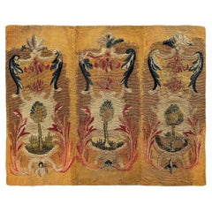 18th C. Antique French Tapestry Wool & Silk 49cmx38cm Fine Tree Design 1X2